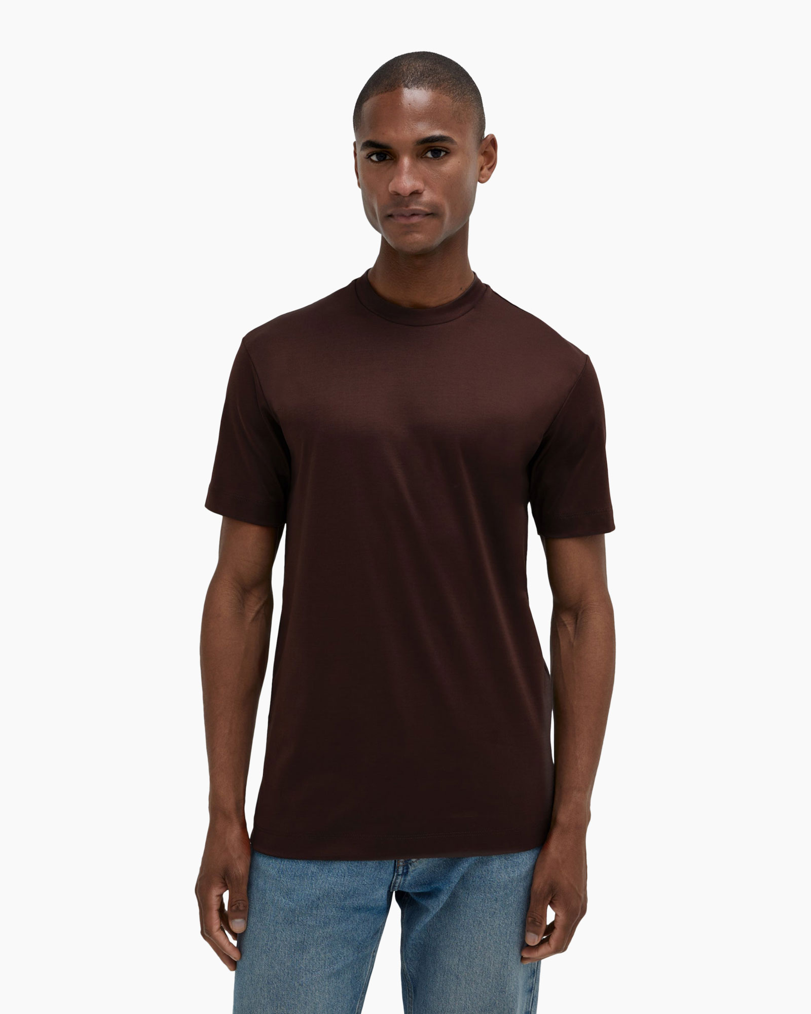 T-shirt Interlock Supima Donker Bruin