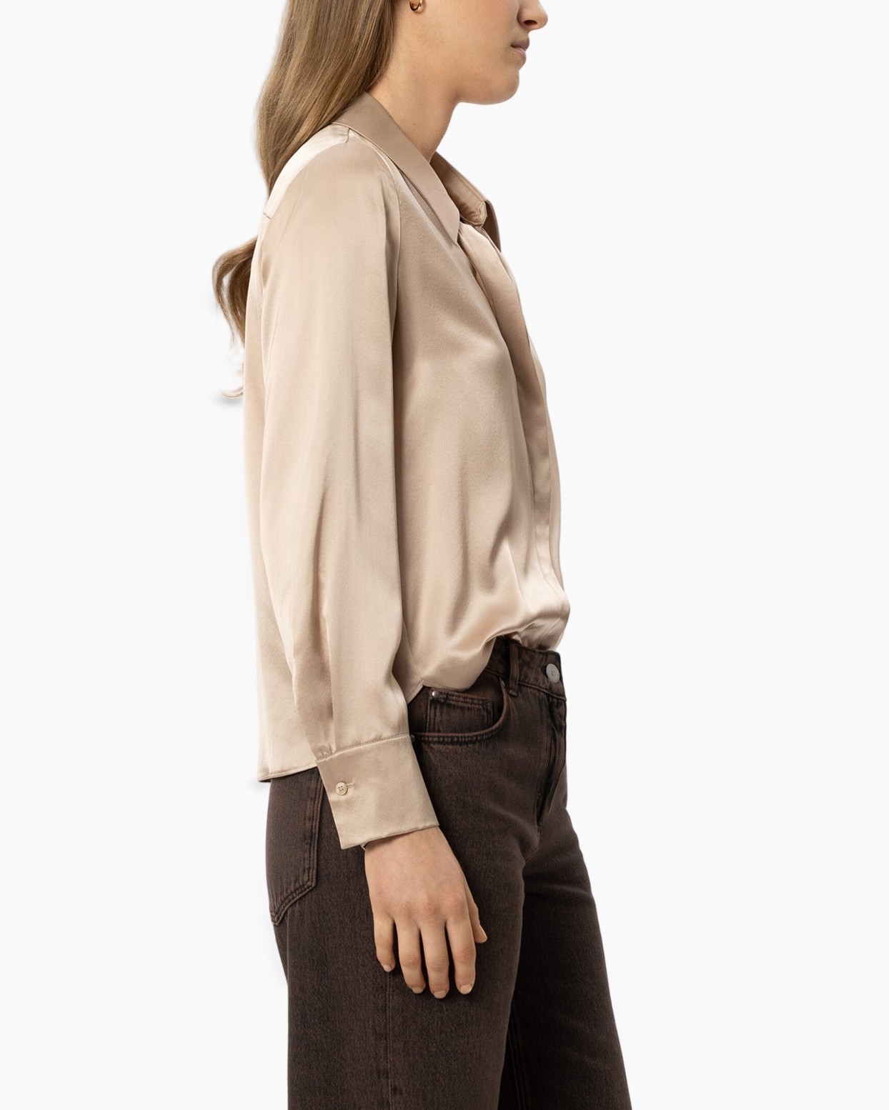 silk, blouse, beige, button-down, long-sleeve