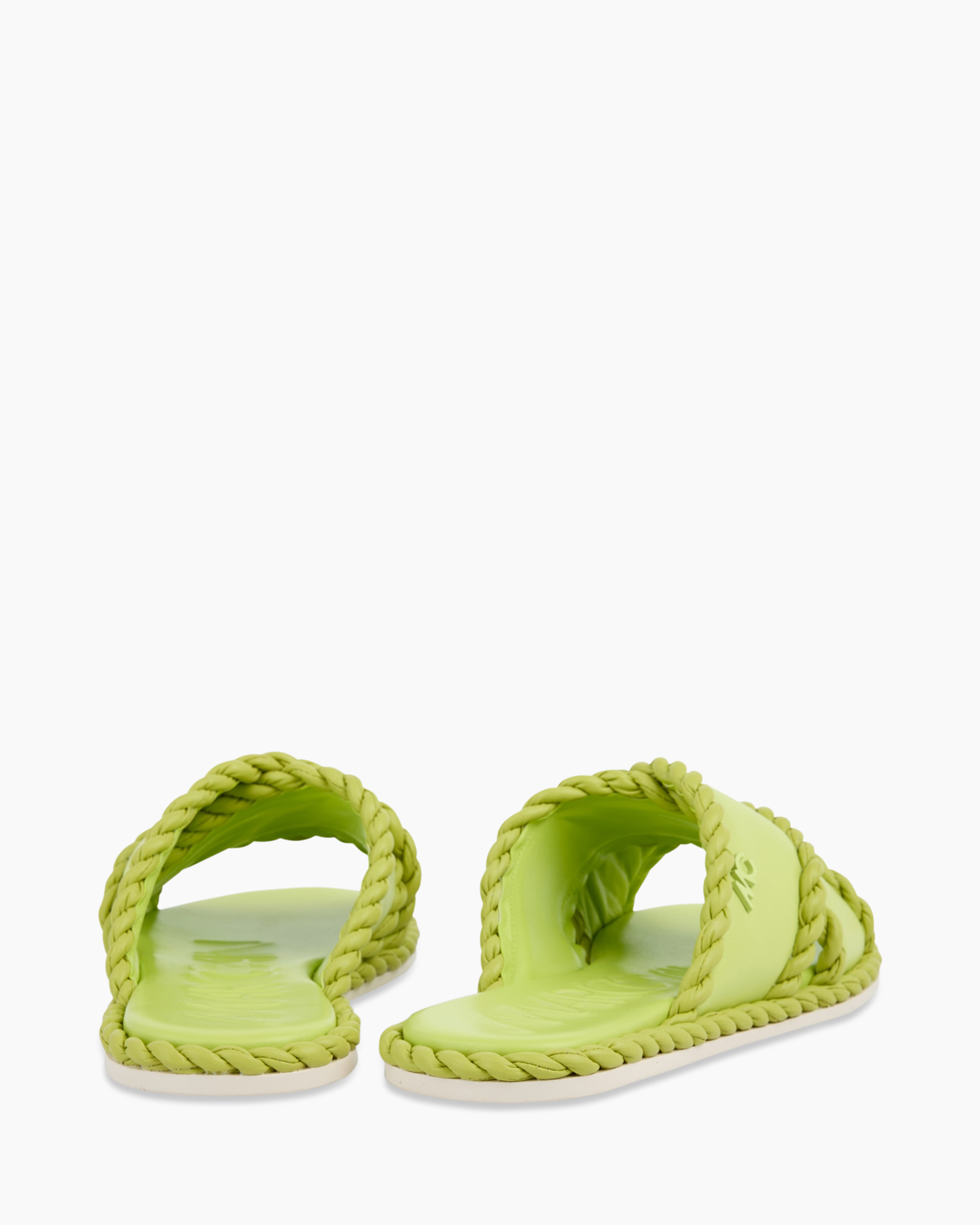 sandals, slides, foam, woven, lime