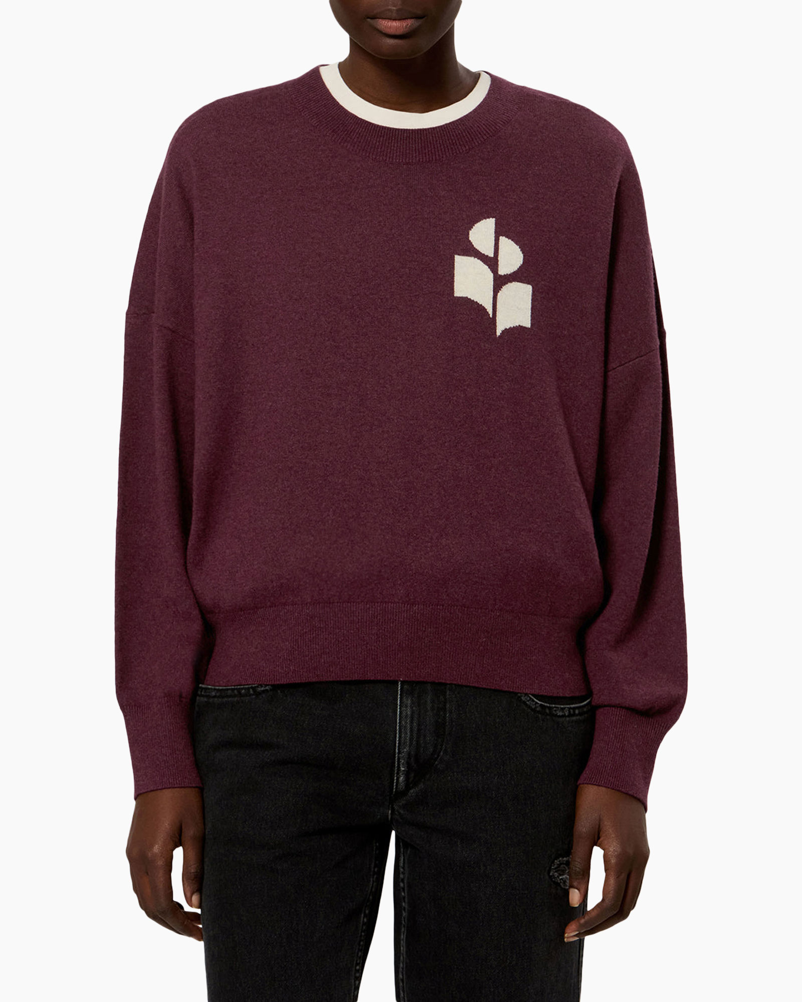 sweater, pullover, long_sleeve, maroon, graphics_logo