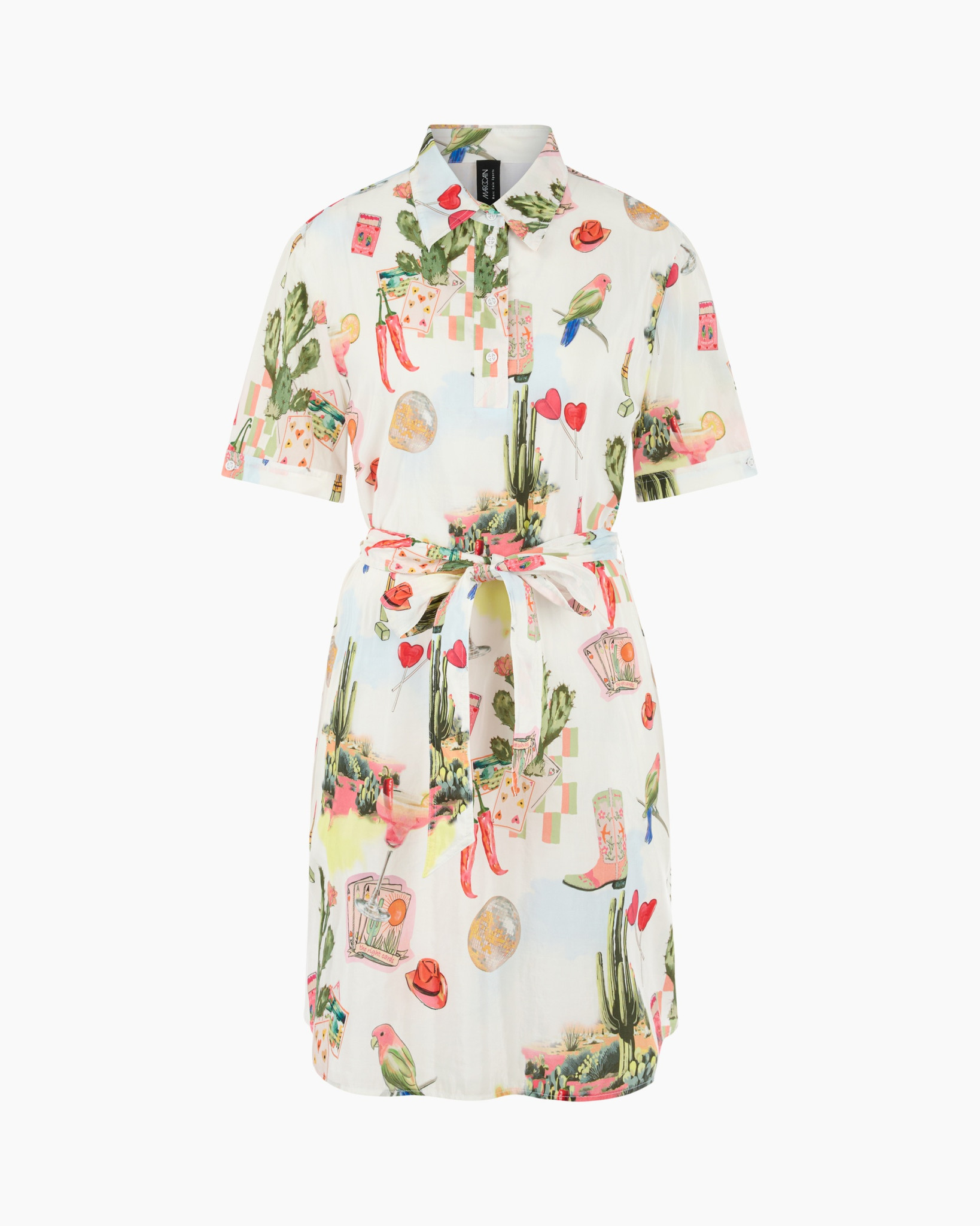 shirt, dress, print, short-sleeve, belted