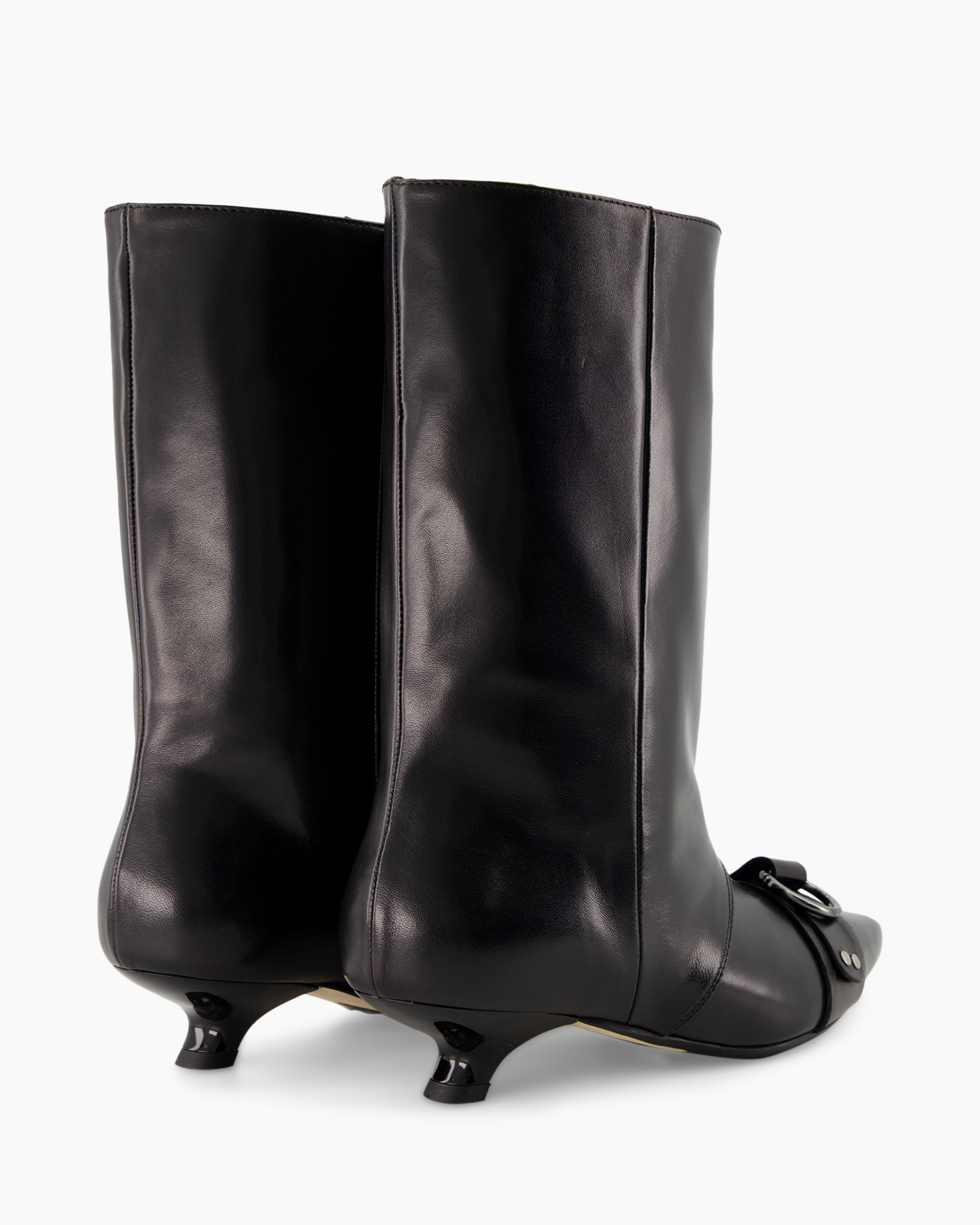 boots, knee-high, black, leather, heel