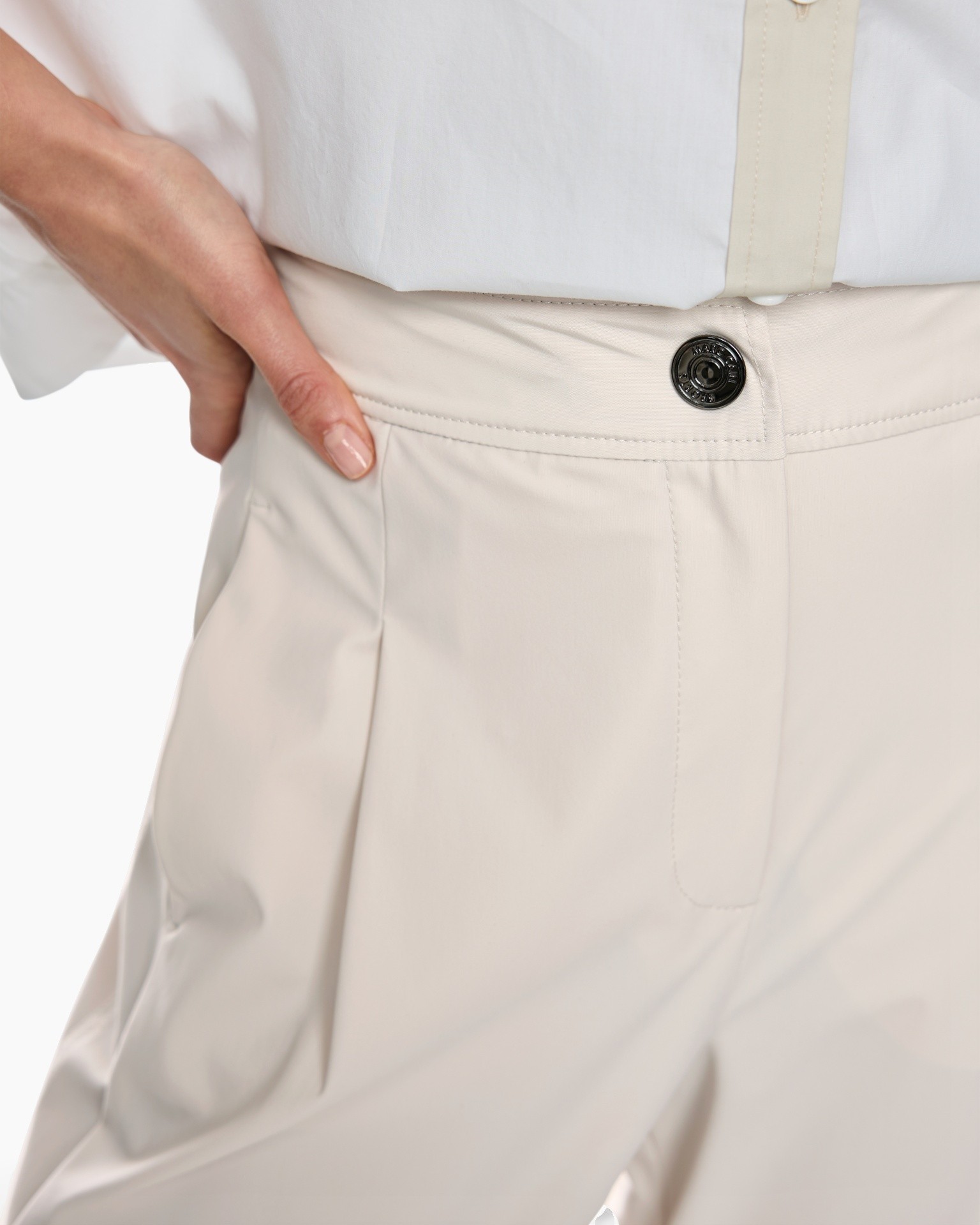 pants, high-waist, button, beige, pocket