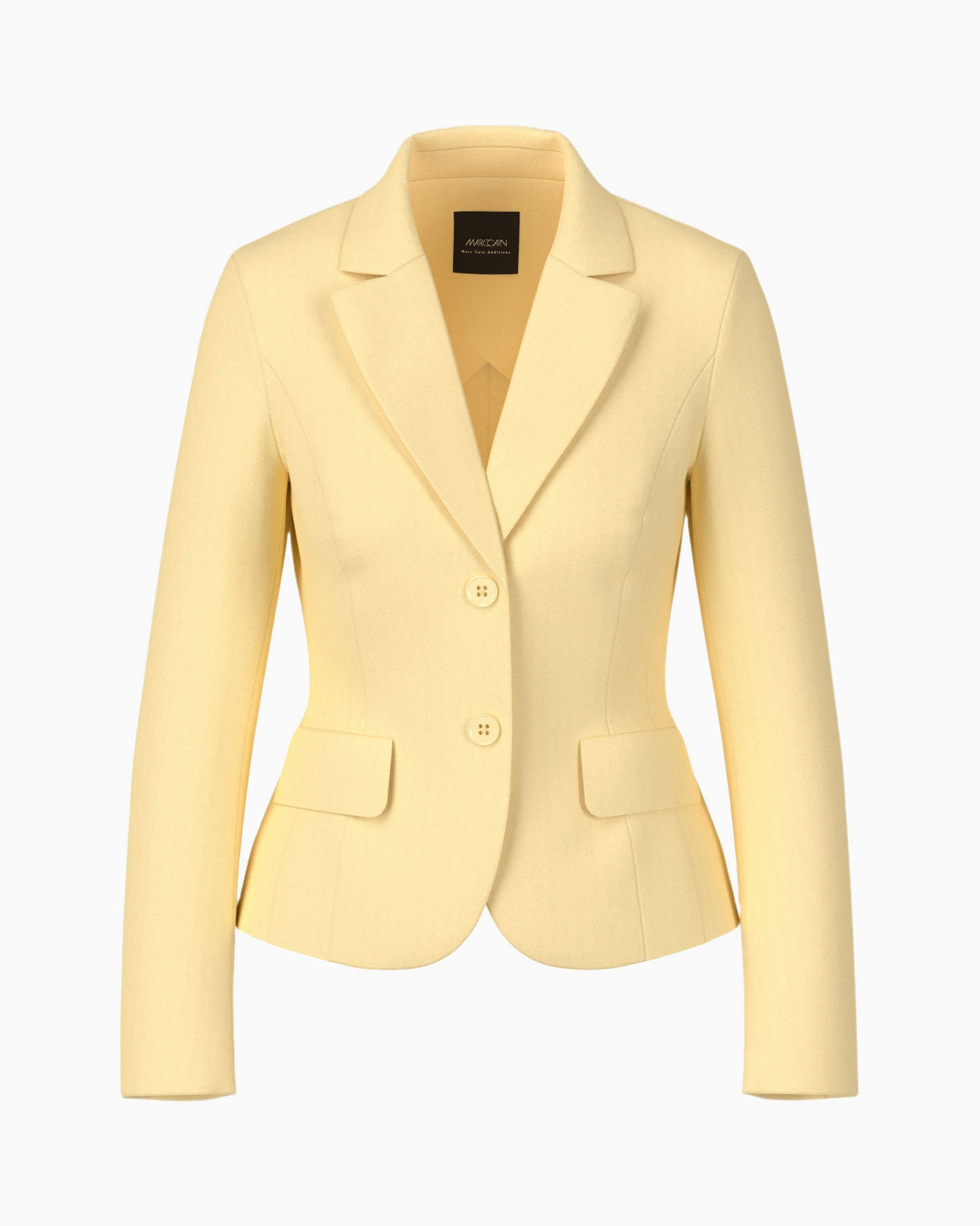blazer, yellow, single-breasted, linen-like, 2-button