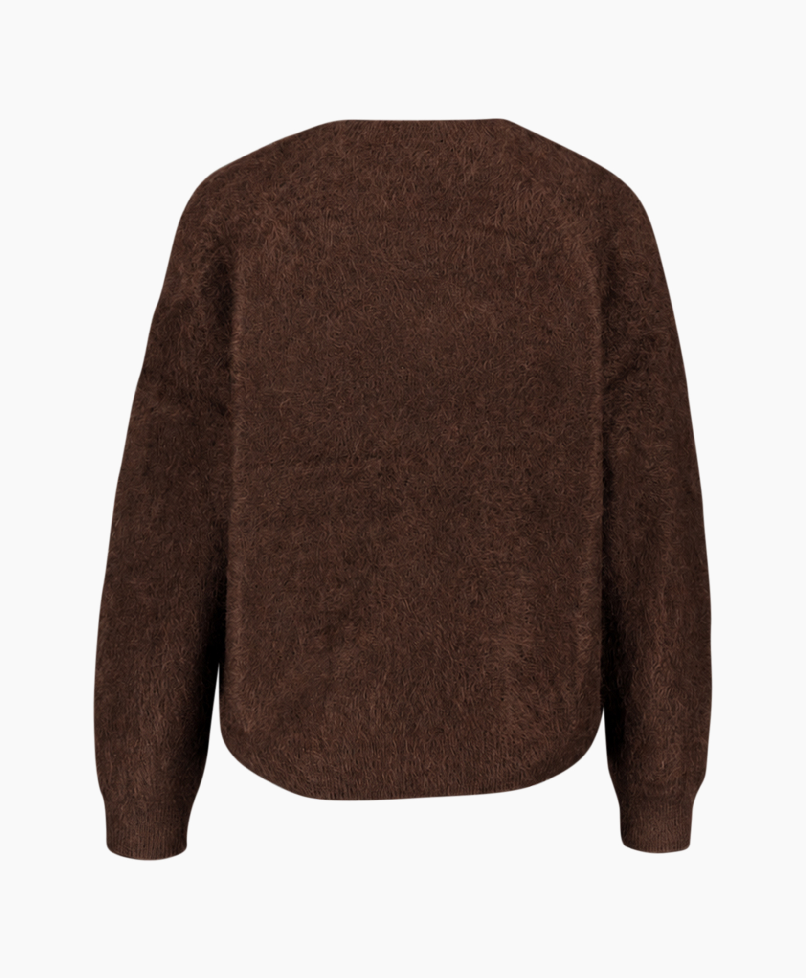 sweater, brown, knit, long-sleeve, back view