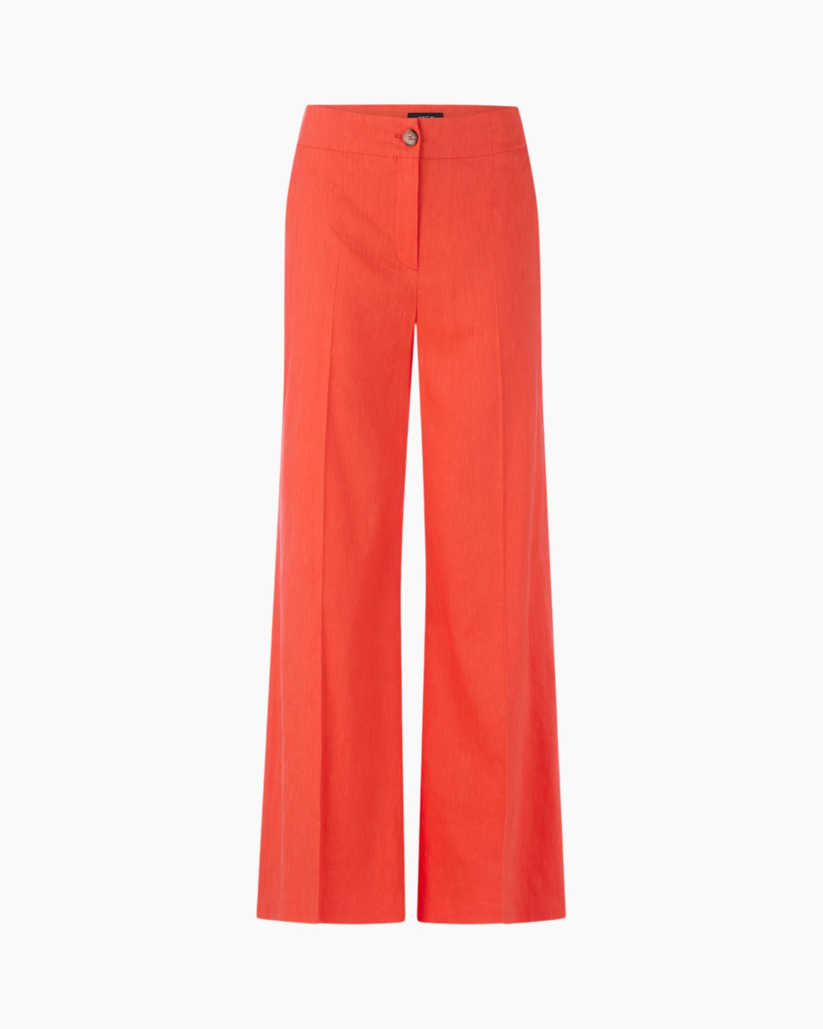 pants, wide-leg, orange, linen, buttoned-waist