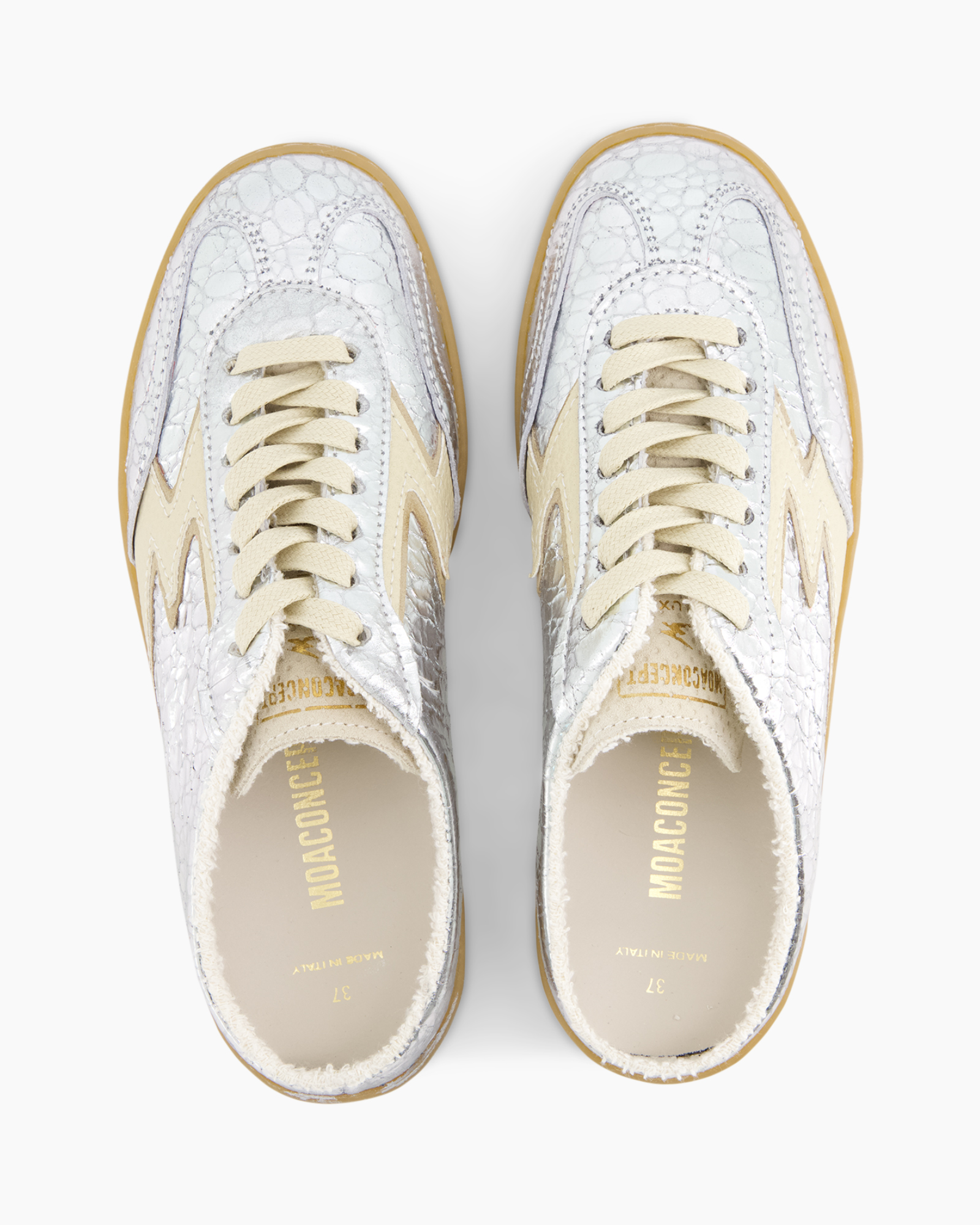 sneakers, lace-up, laces, patent leather, silver-white