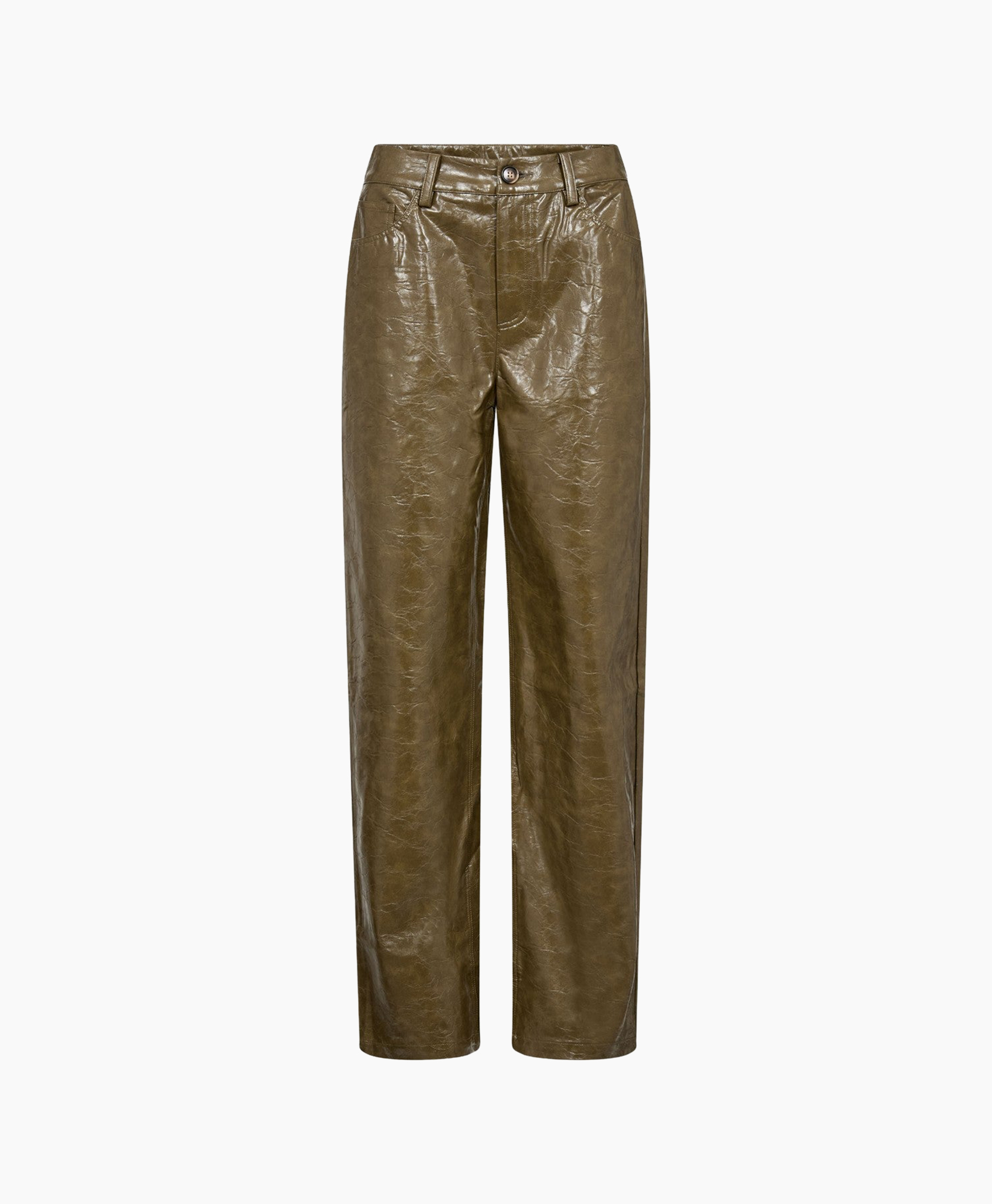 pants, trousers, leather, olive, wide-leg