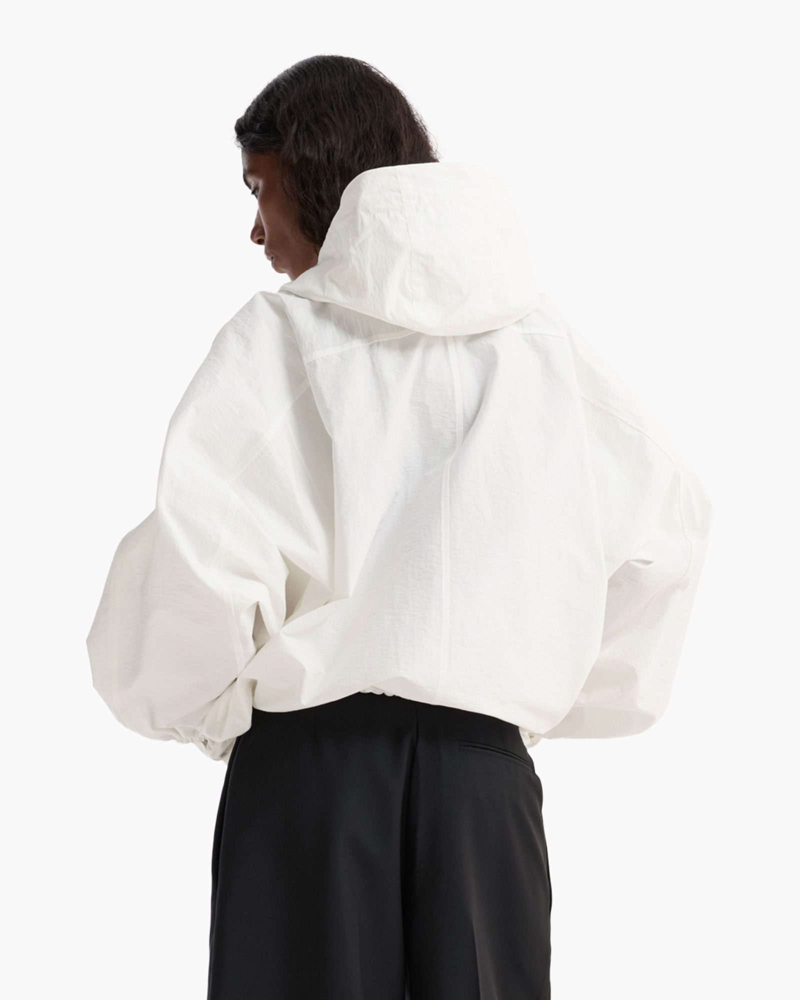 hoodie, pullover, white, hooded, pocketless
