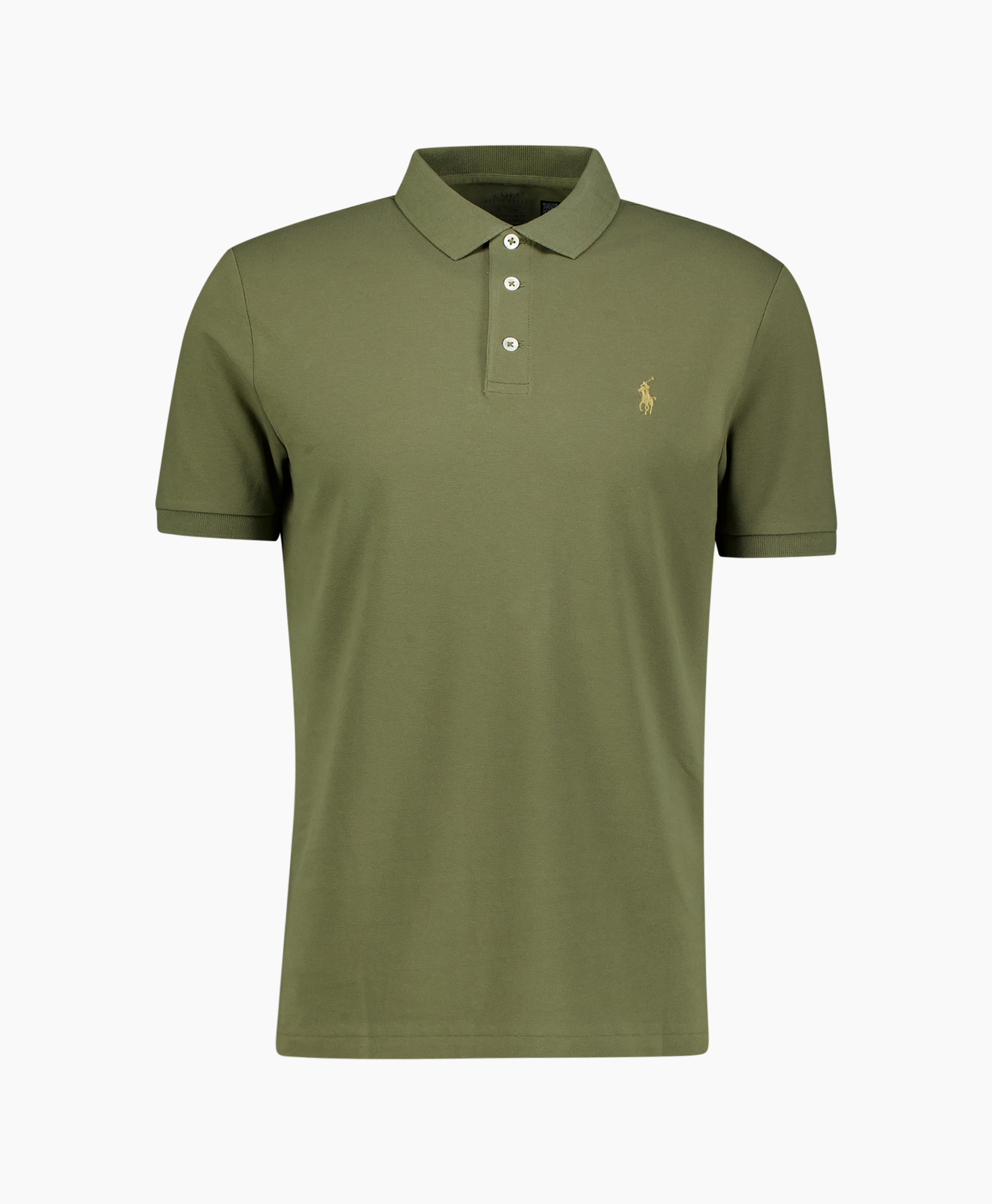 polo shirt, short sleeve, olive green, polo collar, logo embroidery