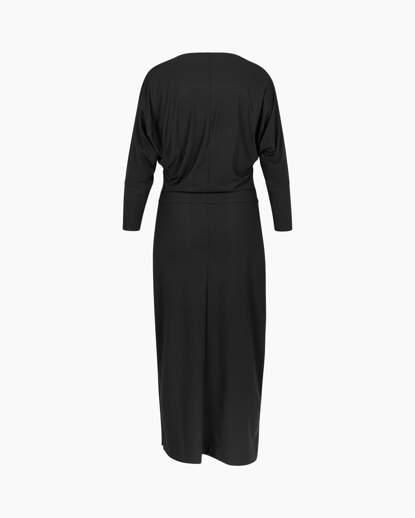 dress, black, long, three-quarter sleeves, knot detail