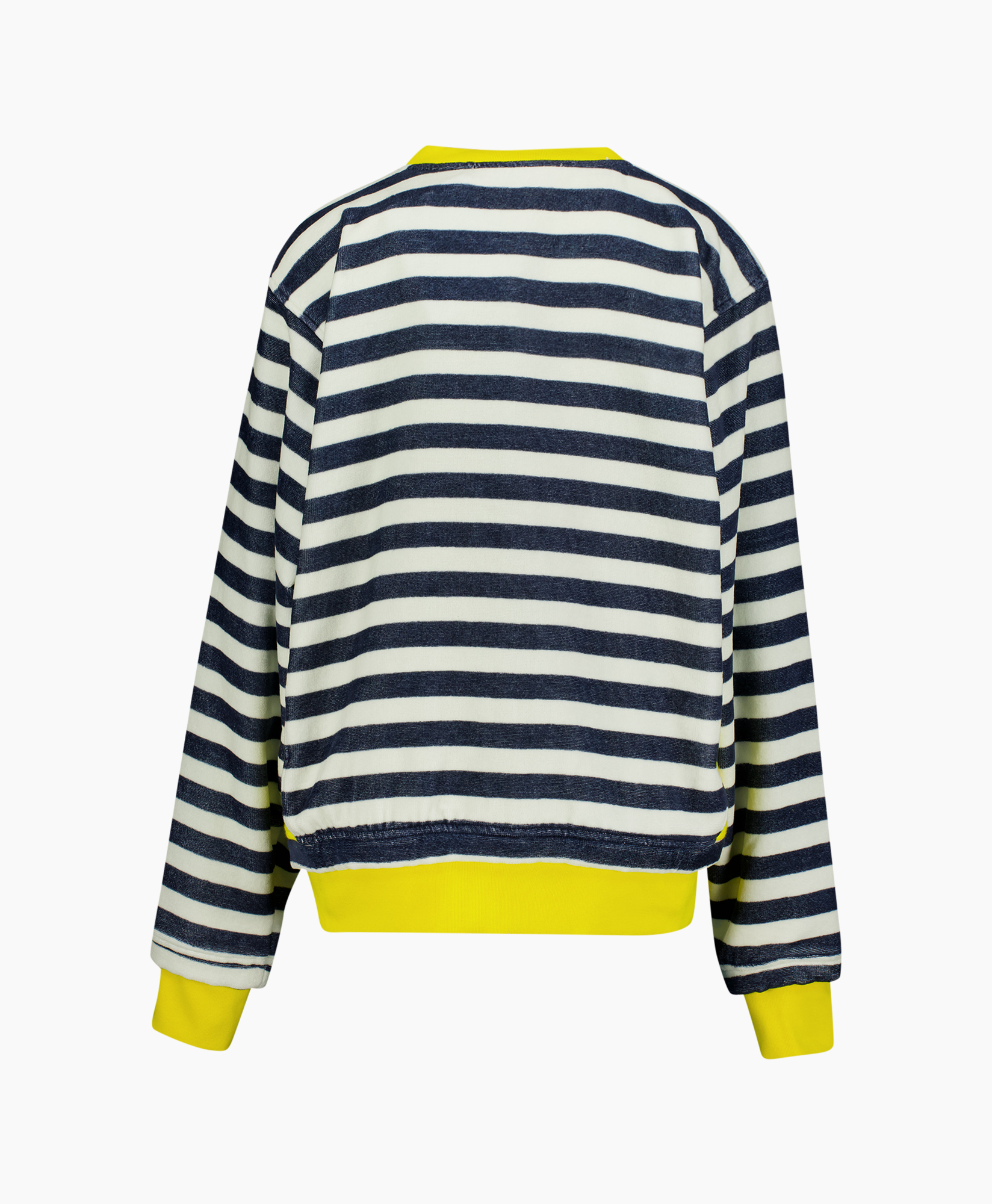 striped, sweater, navy, white, crewneck
