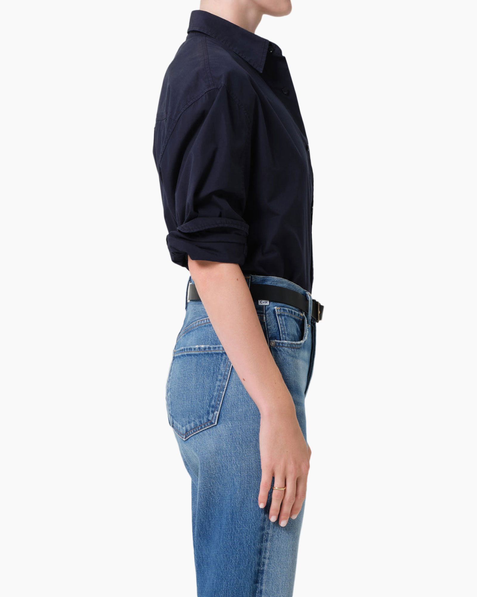 shirt, button-down, navy, long sleeve, collar