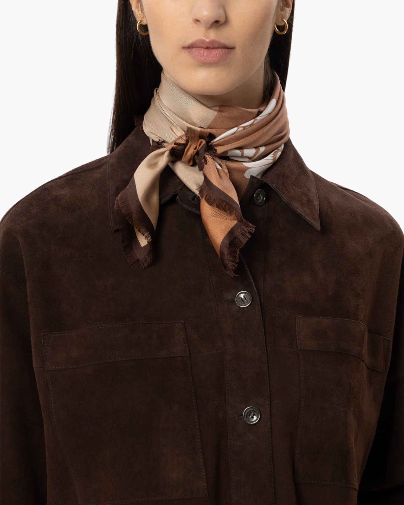 scarf, neck scarf, silk scarf, brown scarf, bandana style