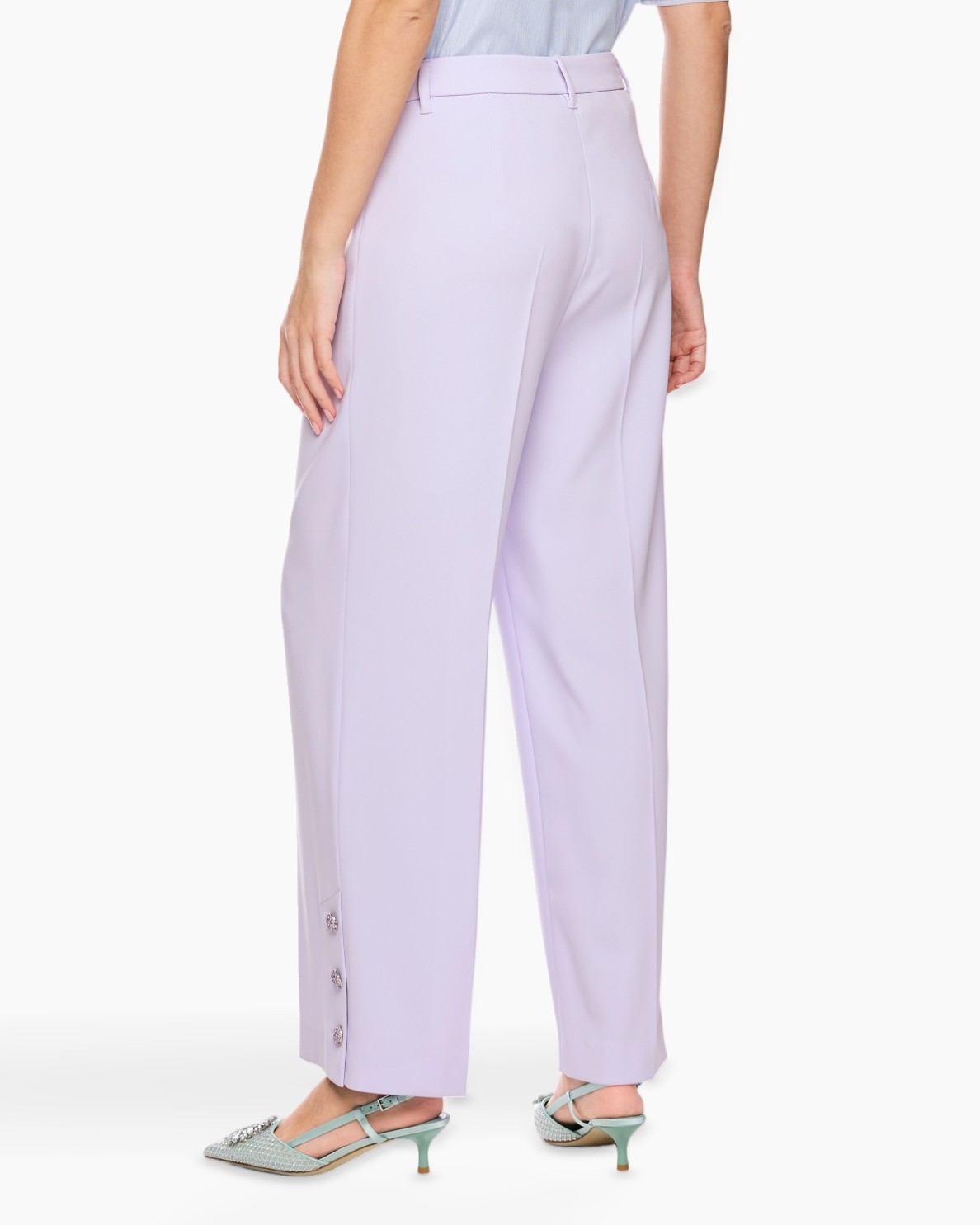 pants, trouser, wide-leg, lilac, buttoned hem