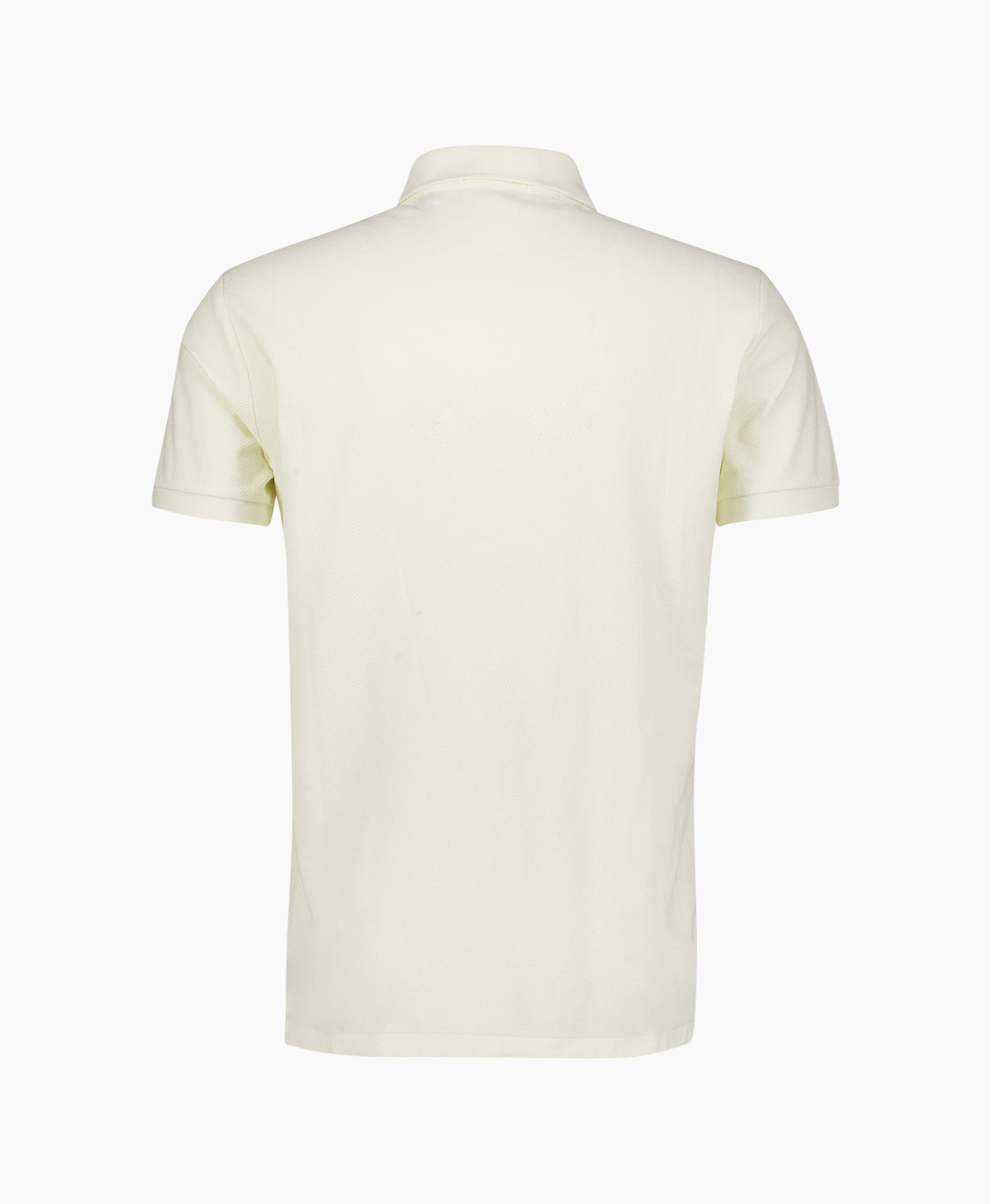 polo shirt, short sleeves, cream color, collared, knit fabric