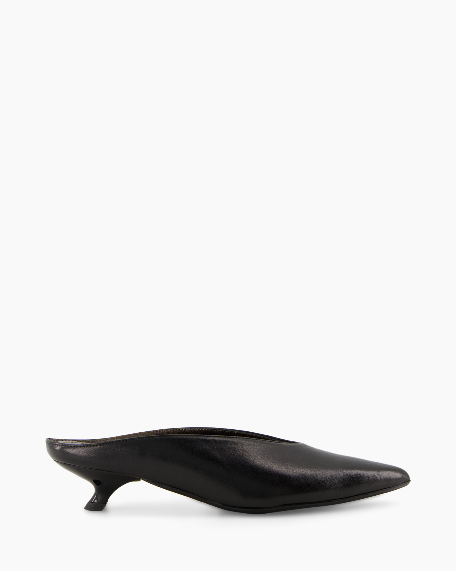 shoe, mule, black, leather, low-heel