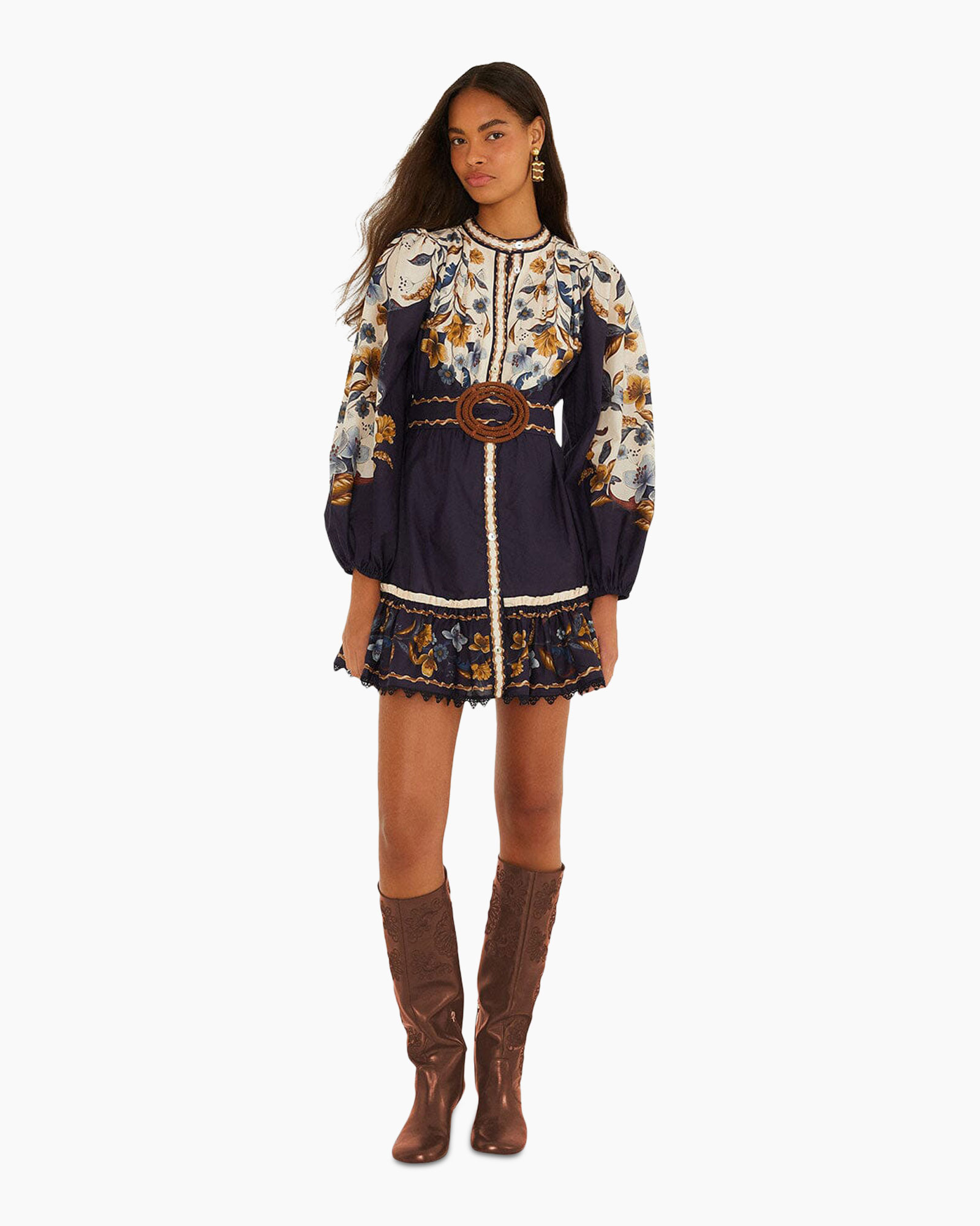 dress, mini dress, floral, boho, belt