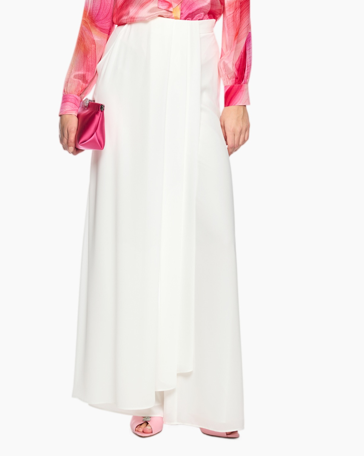 white skirt, wide-leg, flowy, palazzo, formal wear