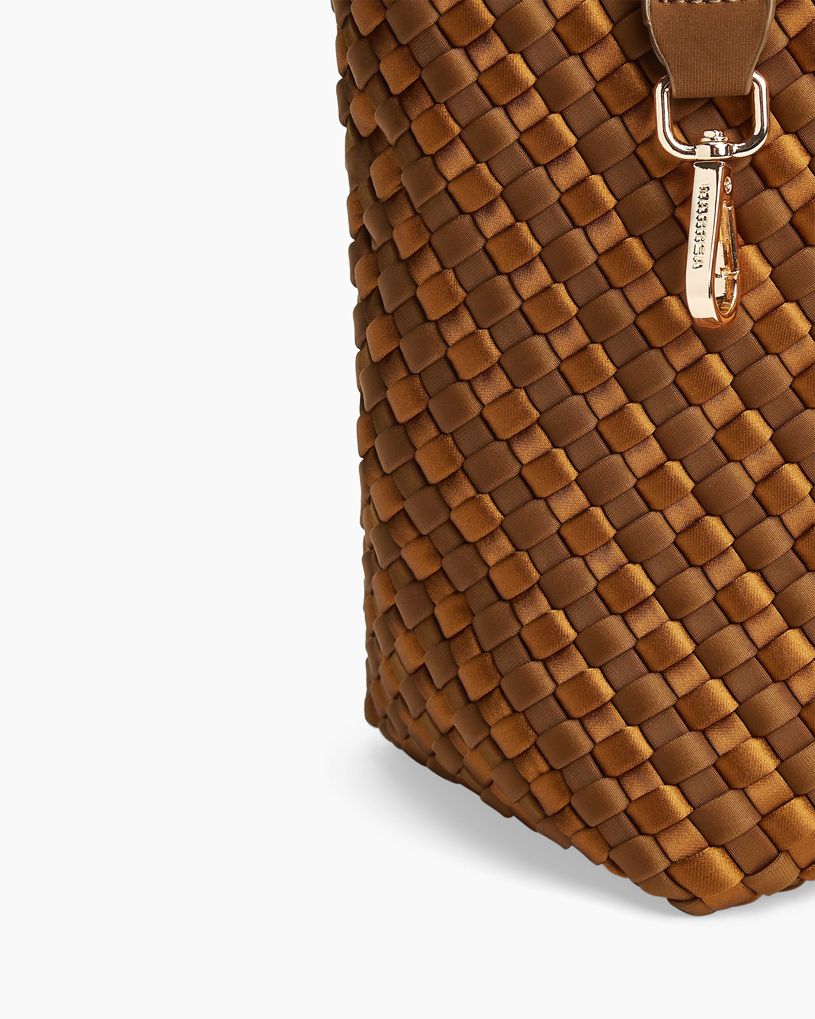 woven, brown, bag, bucket, zipper