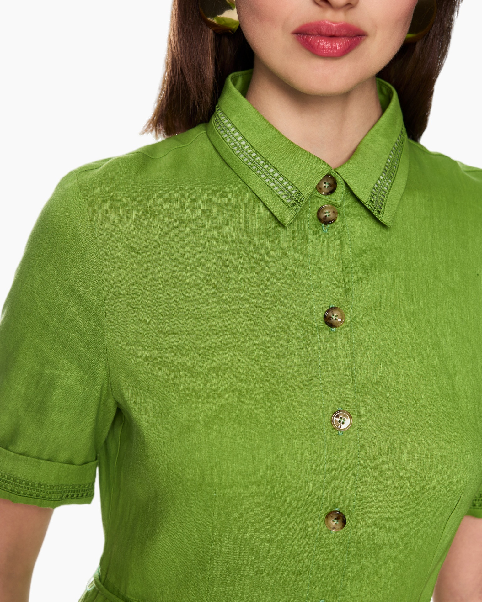 green, shirt, collared, button-down, short-sleeve