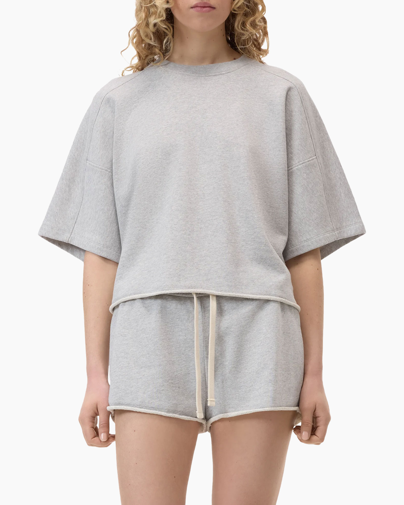 hoodie, shorts, loungwear, gray, drawstring