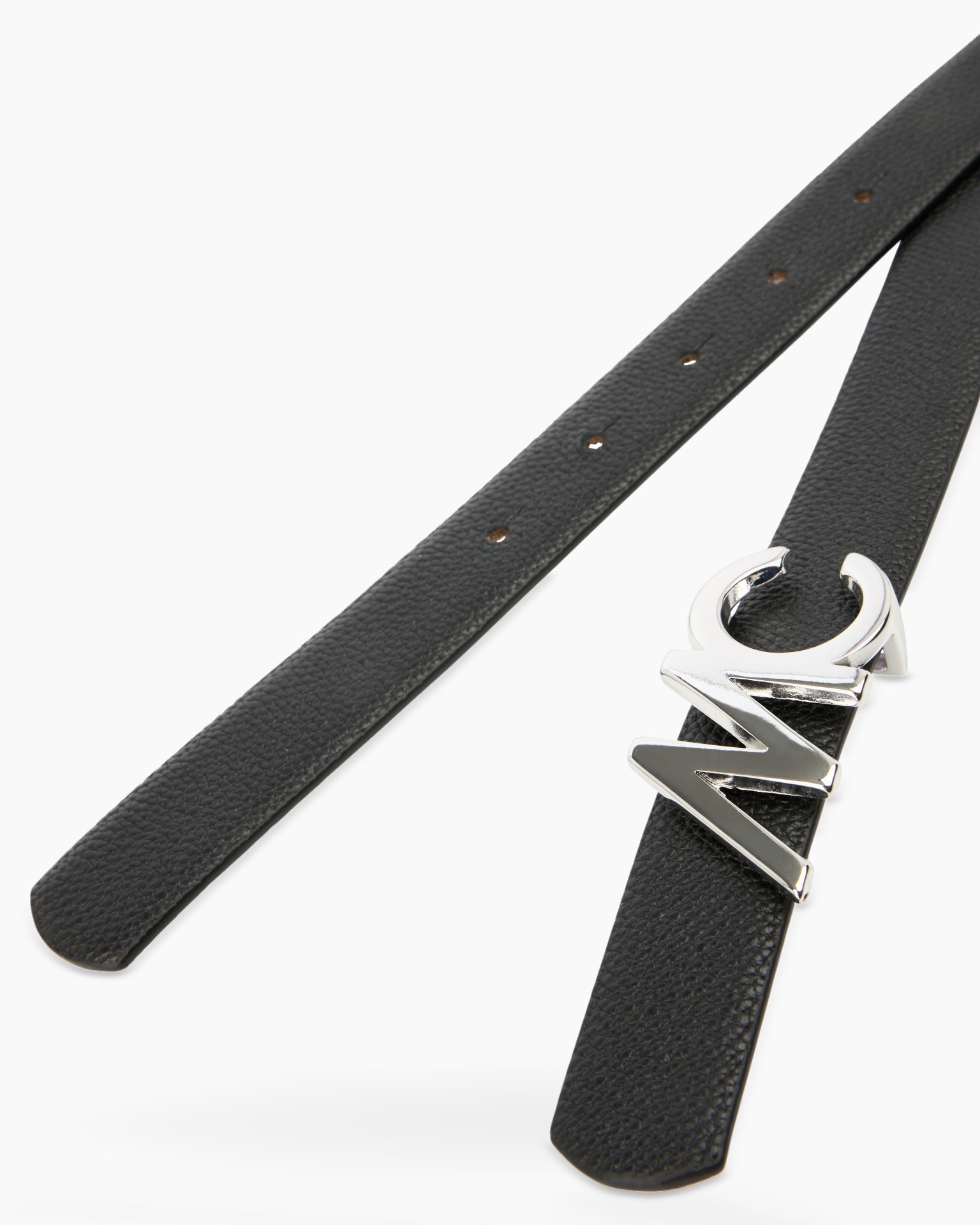 belt, leather, black, metal buckle, double-prong