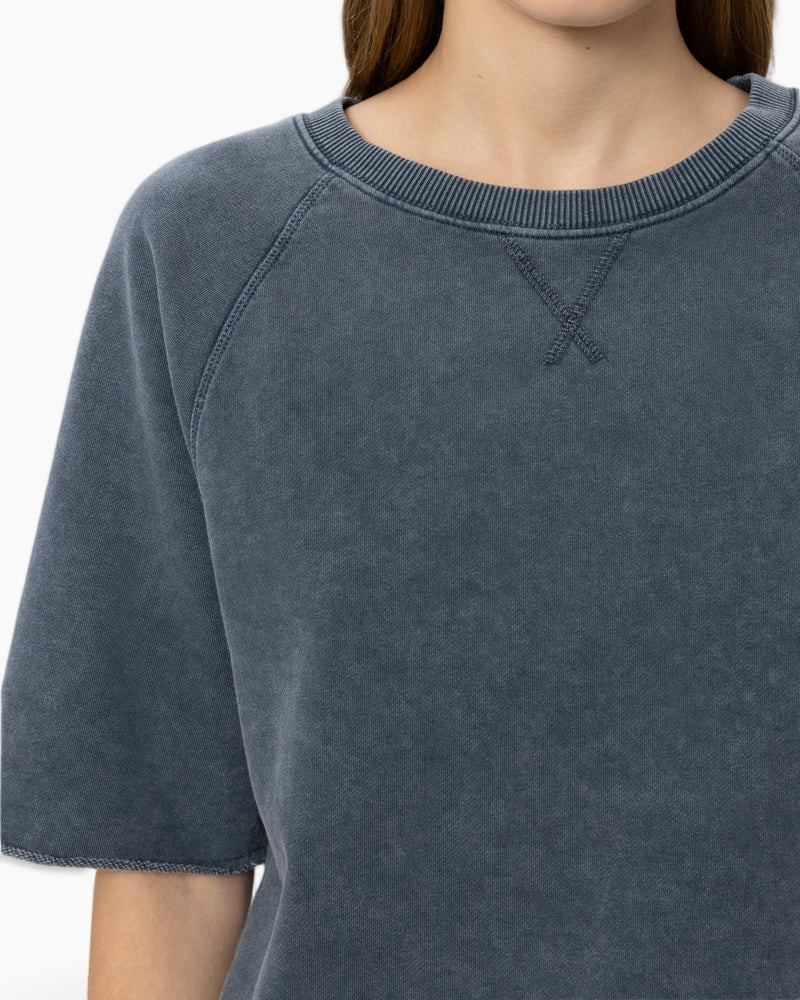 sweatshirt, crewneck, short-sleeve, washed, blue-gray