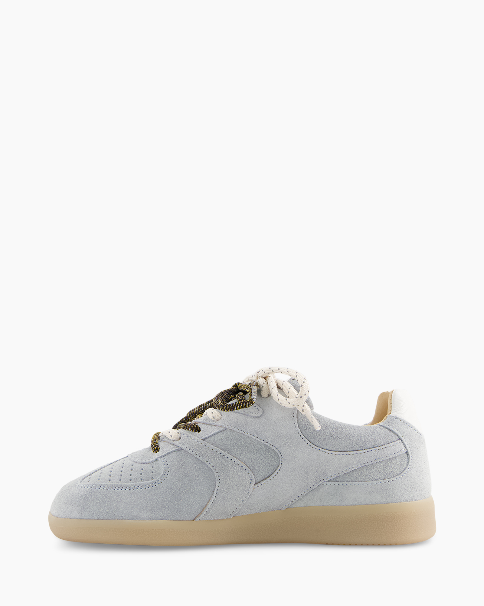 sneaker, suede, gray, perforated, gum sole