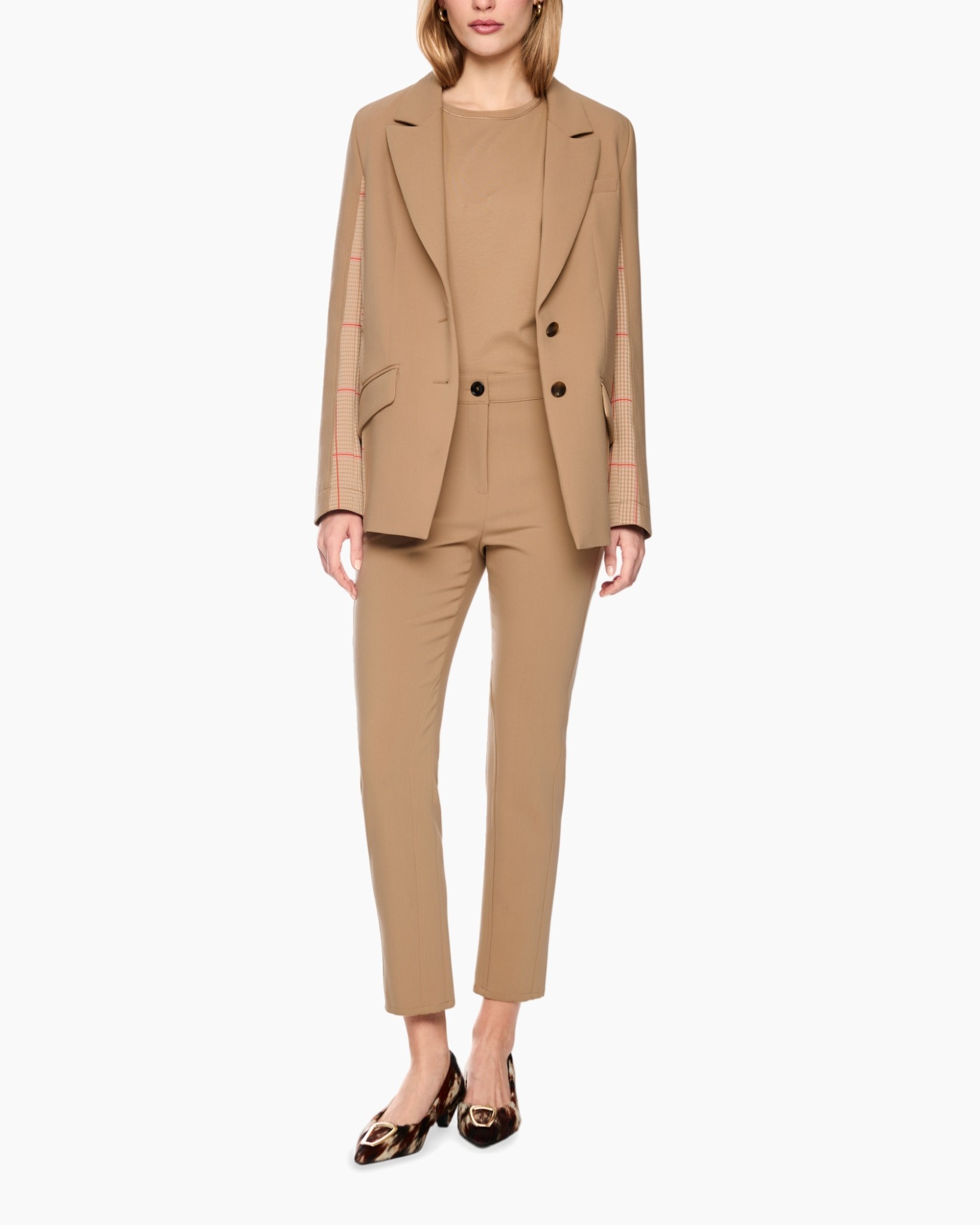 blazer, suit, beige, double-breasted, slacks