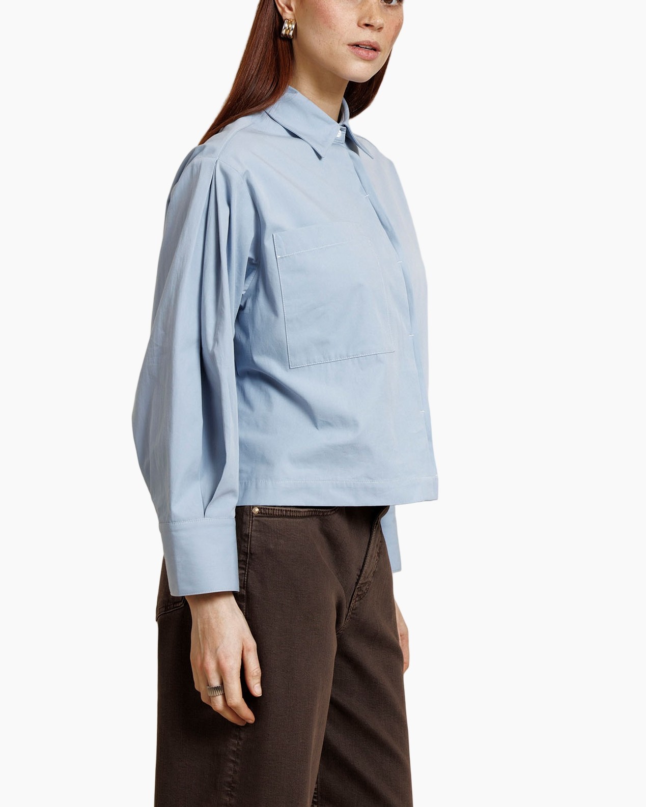 shirt, blue, pullover, pocket, long-sleeve