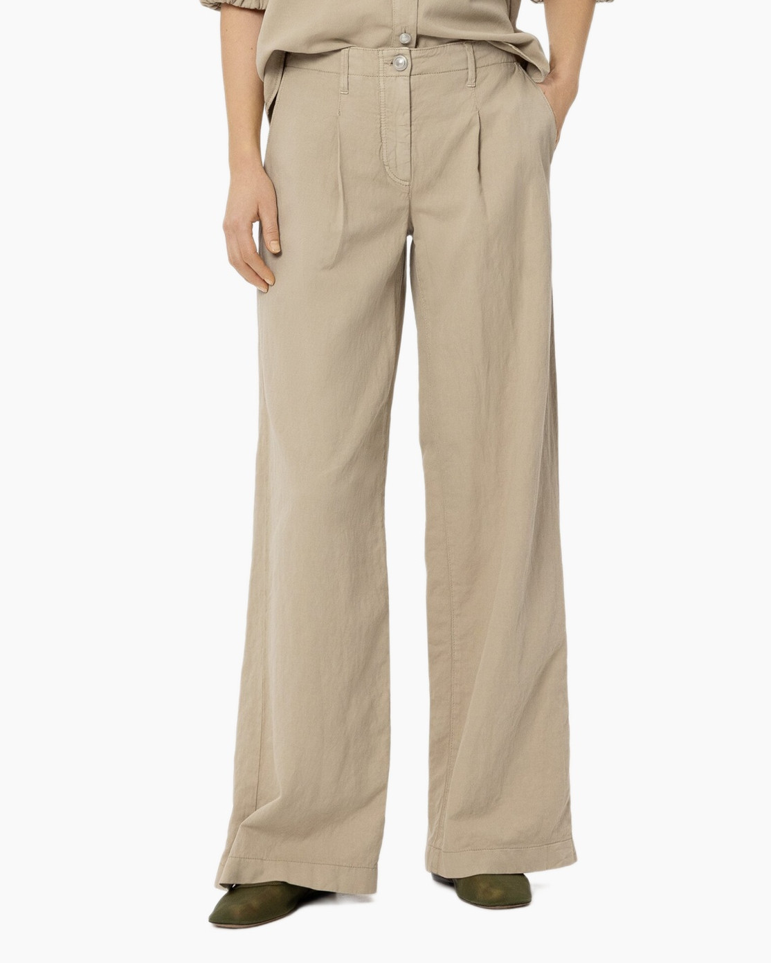 pants, wide-leg, beige, linen, casual