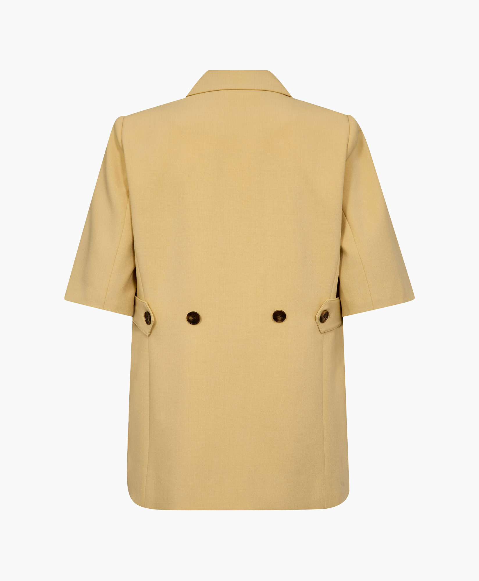blazer, short sleeve, beige, single button, pockets