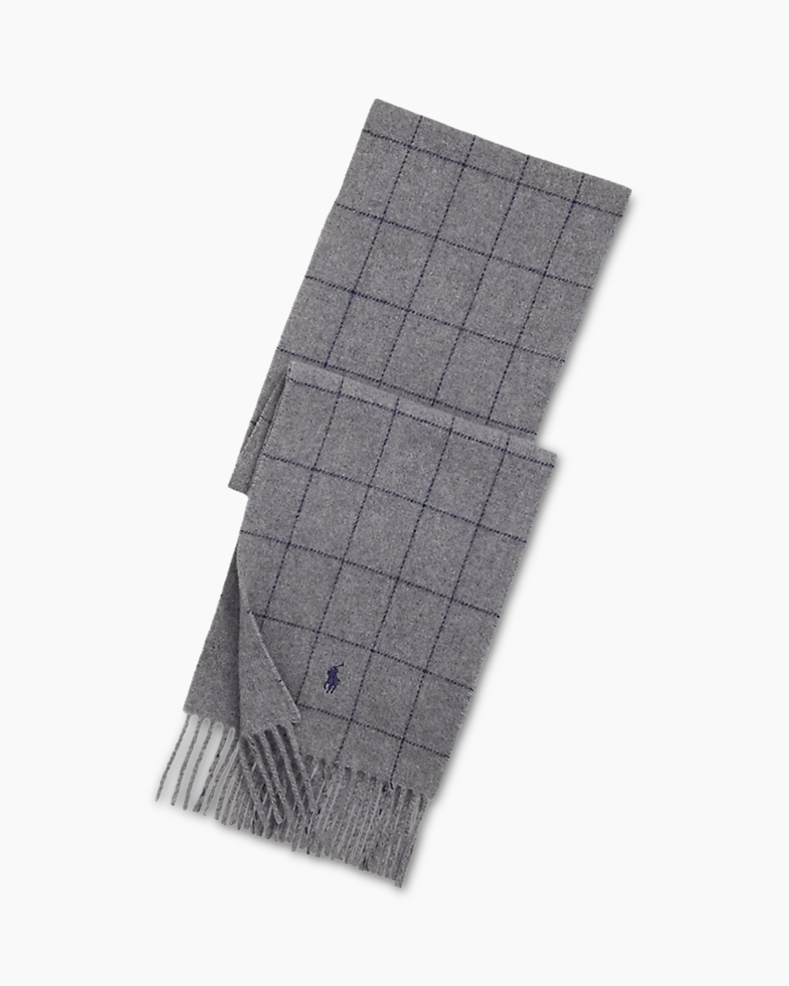 scarf, plaid, gray, fringed, knit