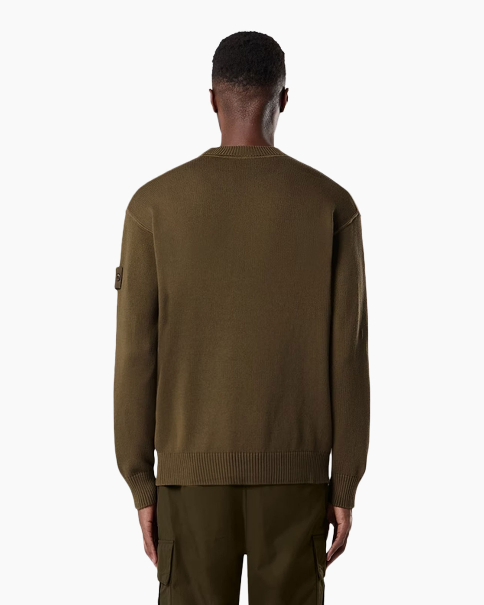 sweater, knit, olive, long-sleeve, ribbed hem