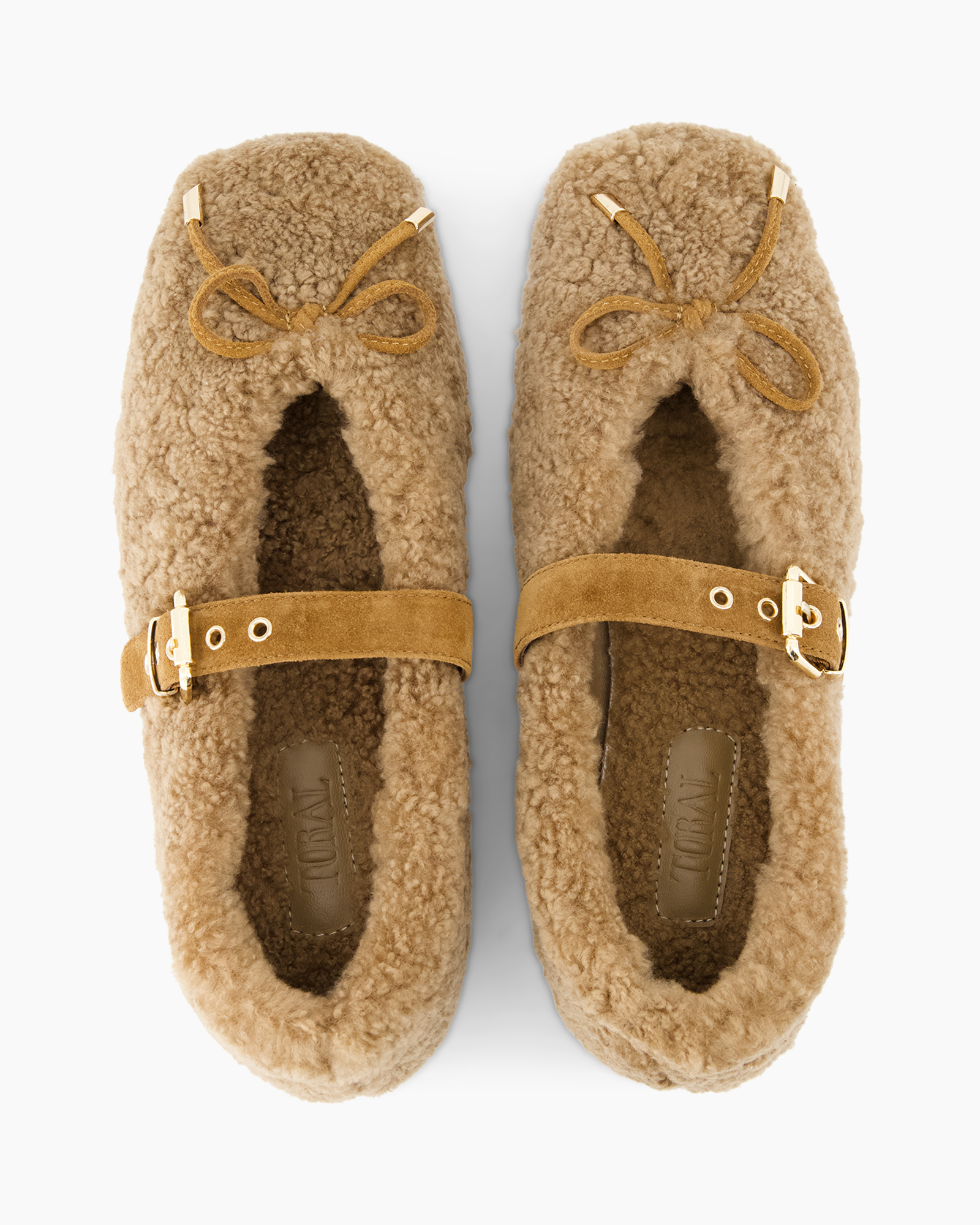 slippers, shearling, buckle, laces, tan