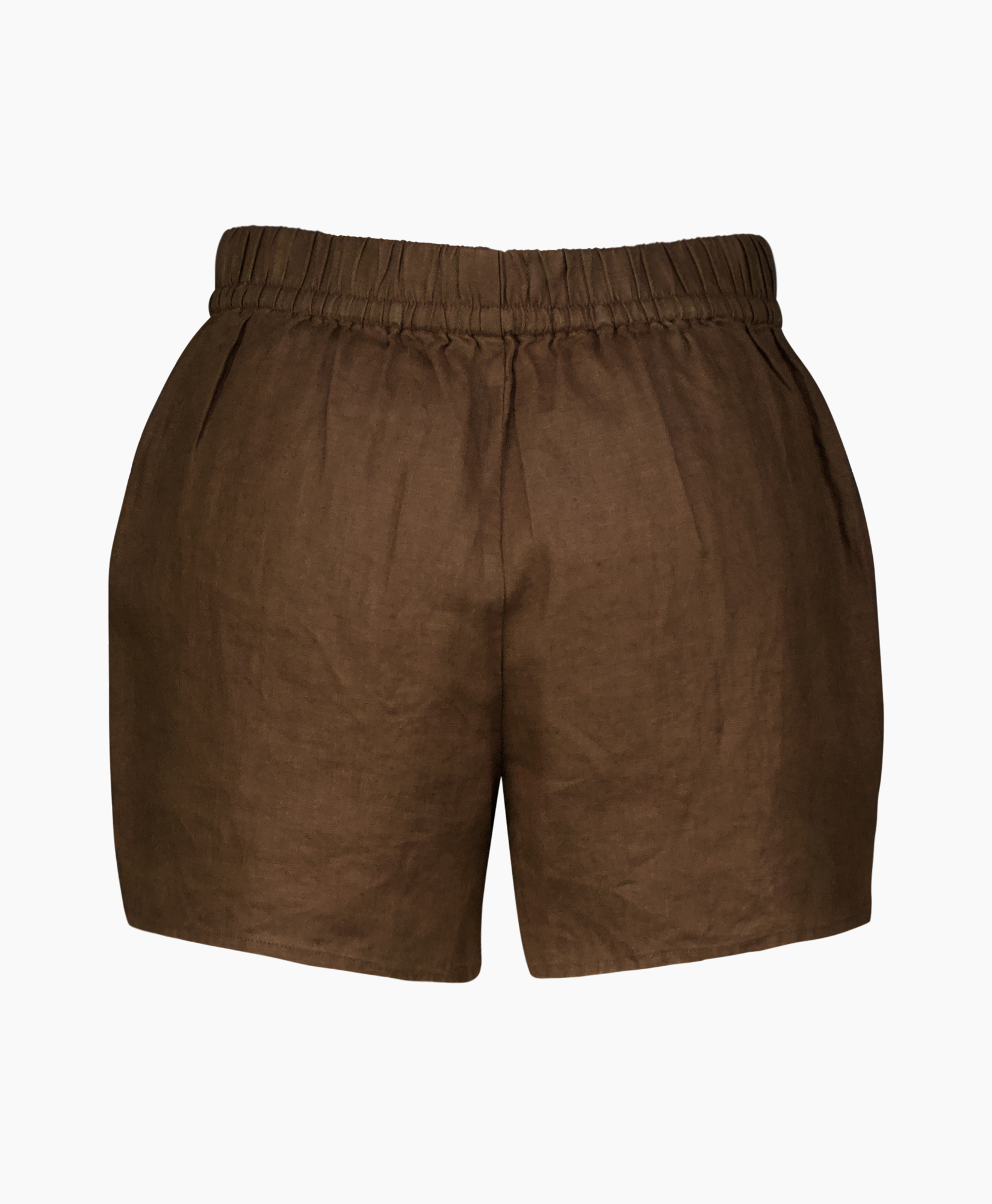 shorts, linen, brown, drawstring, elastic waistband