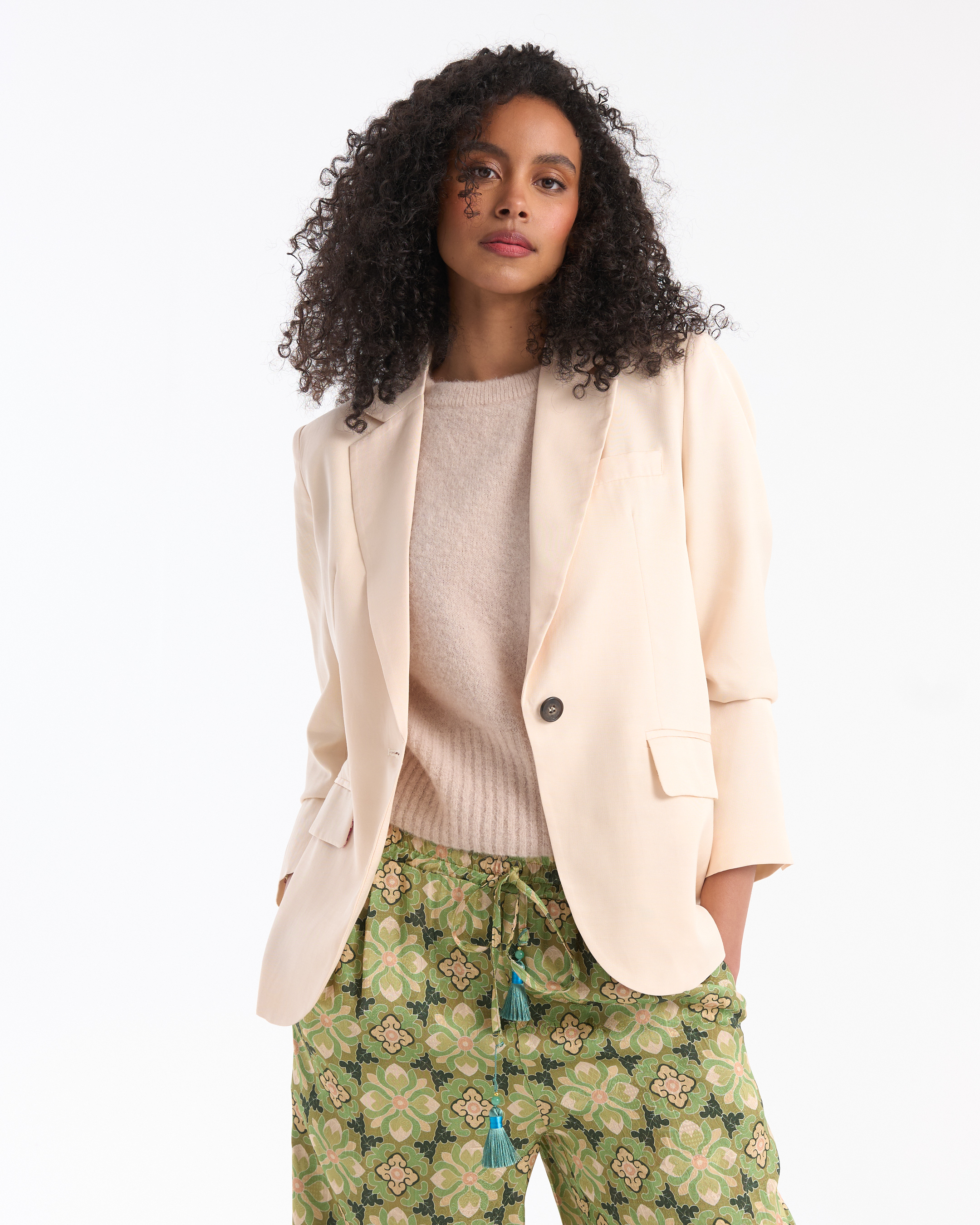 blazer, beige, jacket, printless, linen