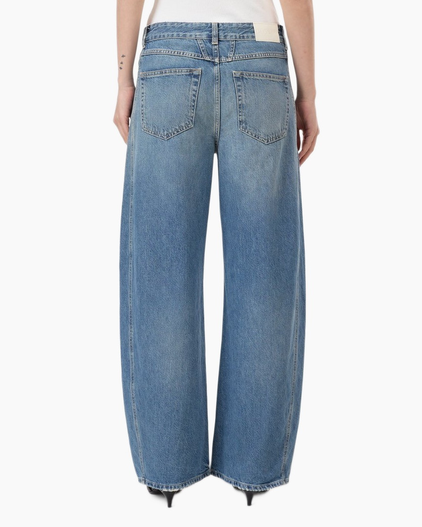 jeans, wide-leg, denim, back view, blue
