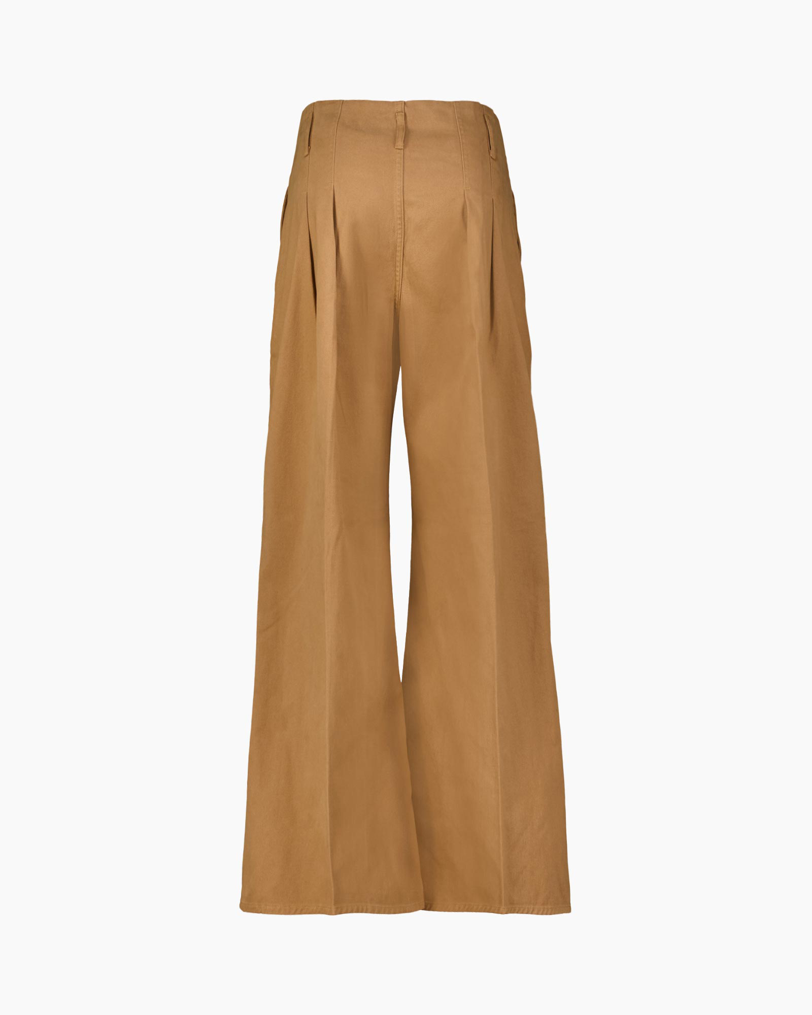 pants, wide-leg, camel, cotton, pleats