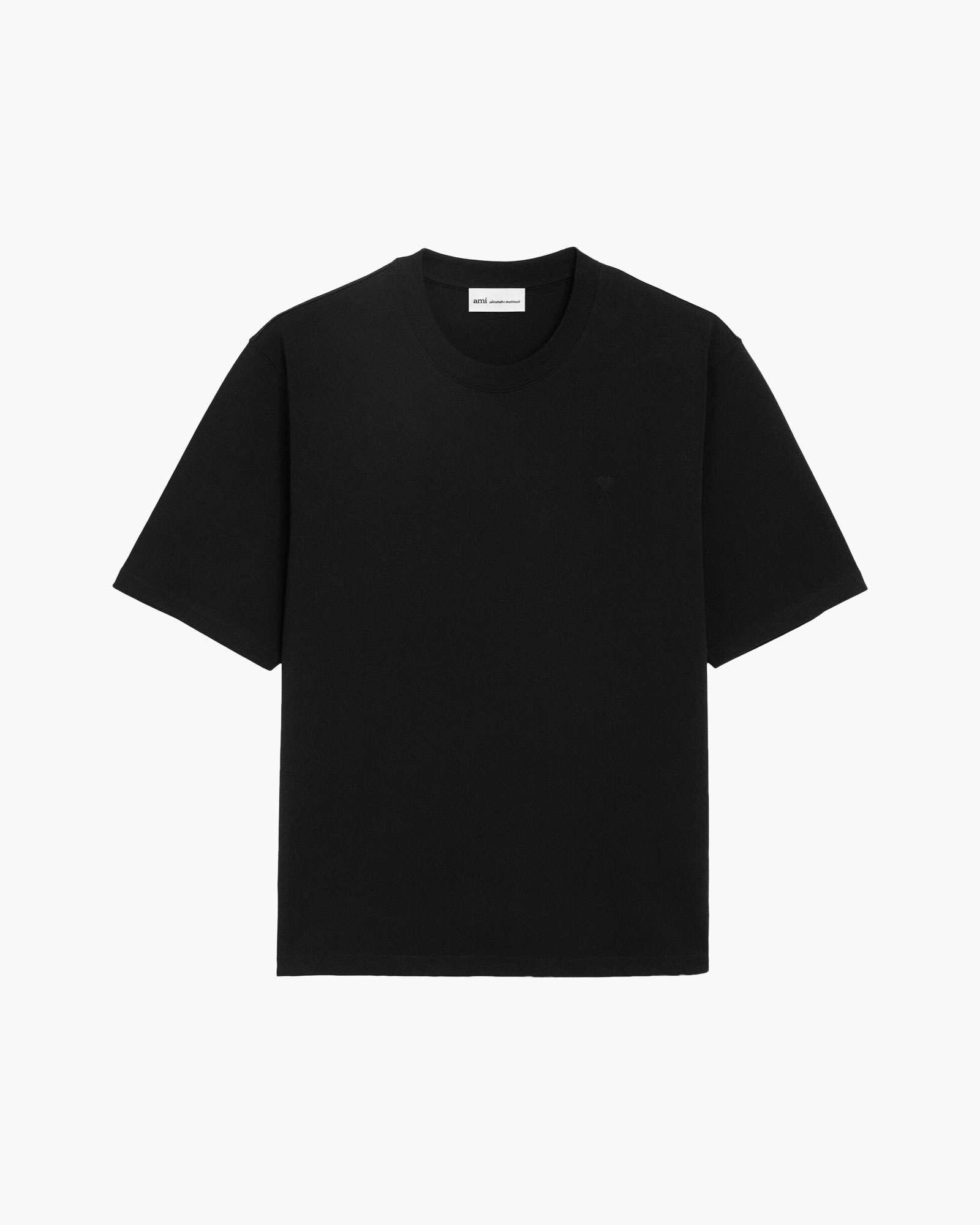 t-shirt, black, short sleeve, crew neck, plain