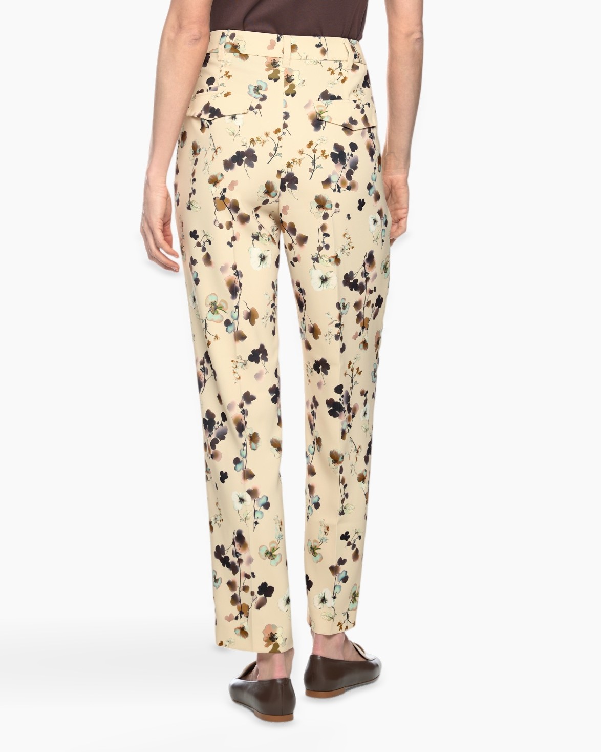 pants, floral print, beige, trousers, straight leg