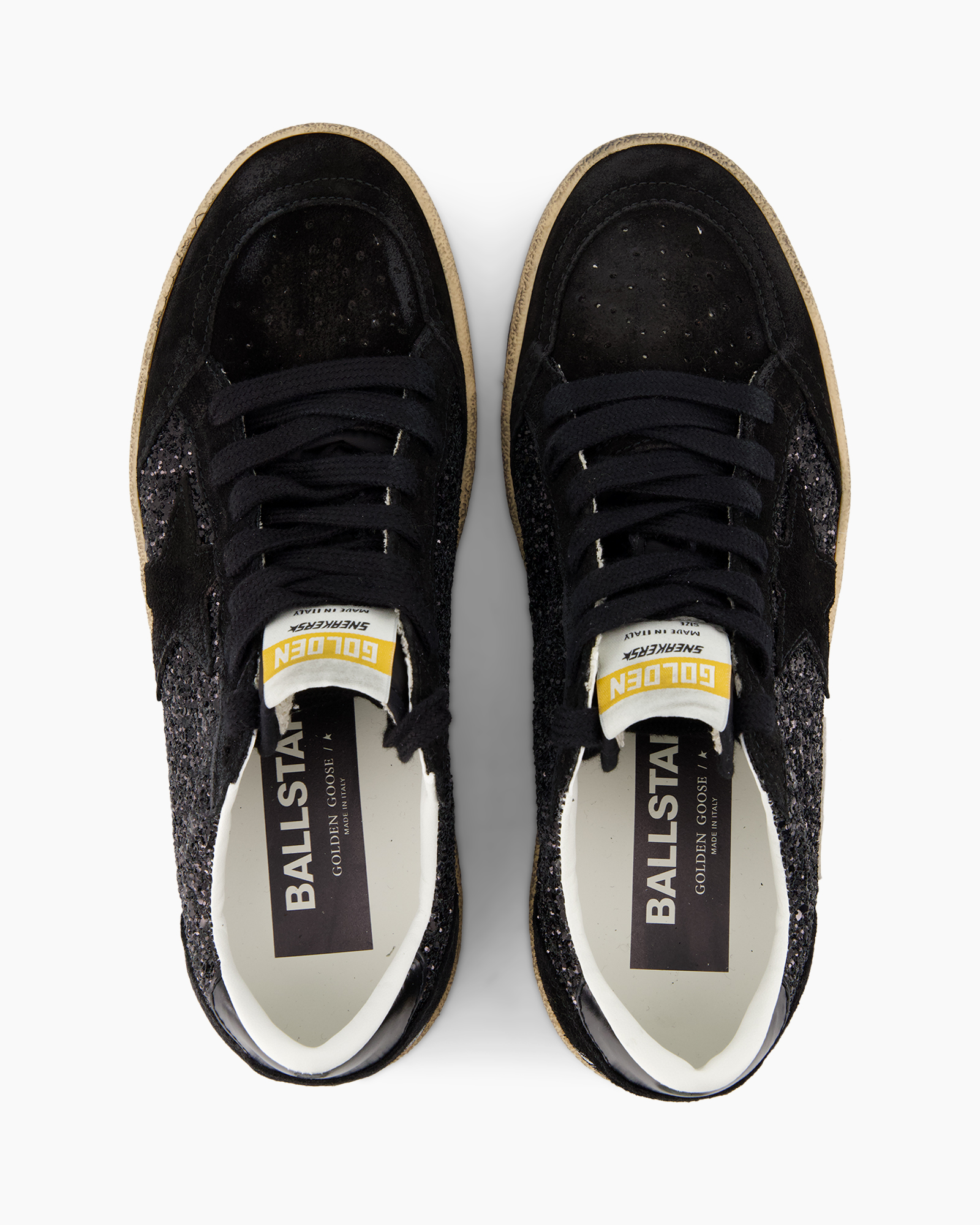 sneakers, black, glitter, lace-up, shoe