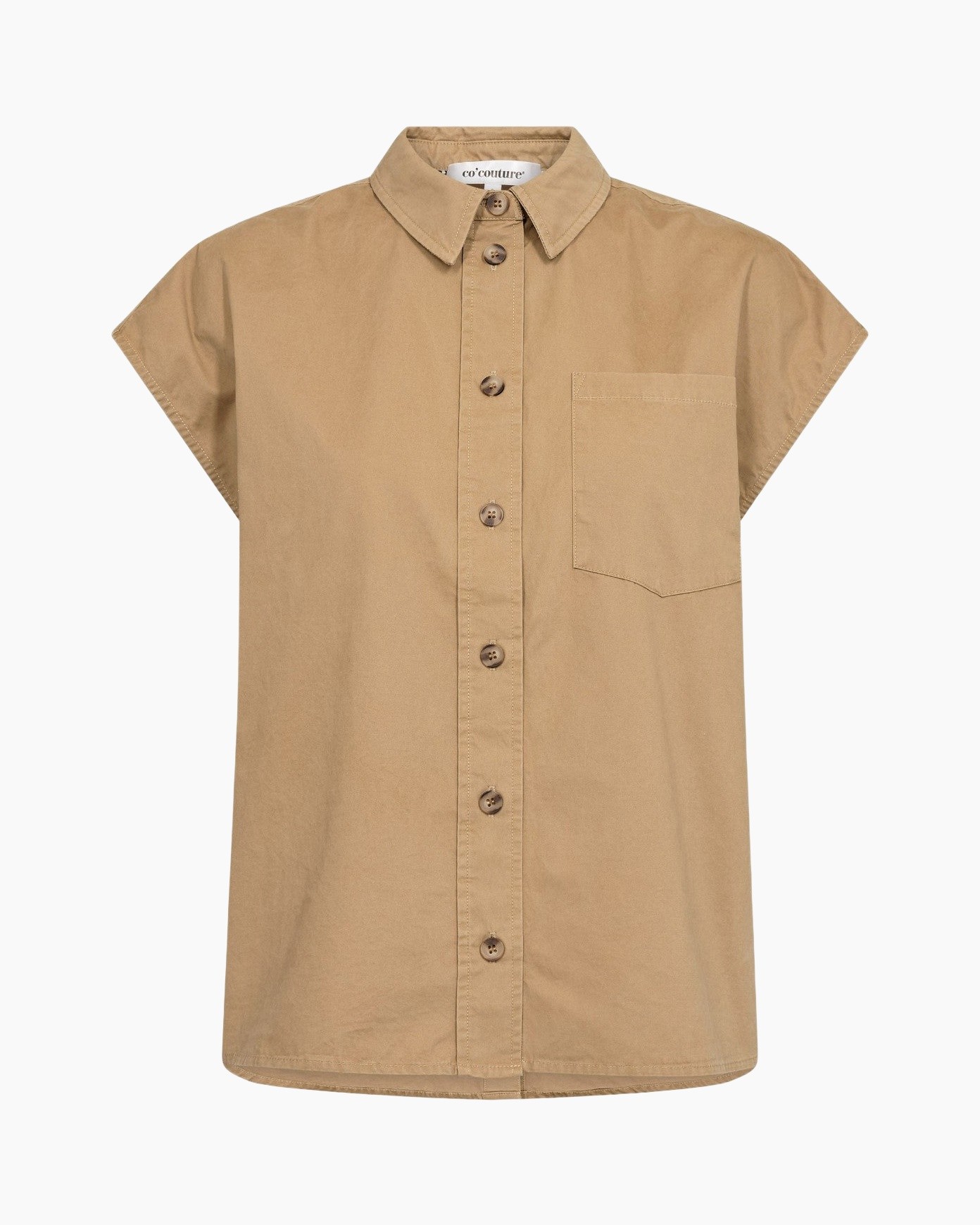 shirt, short-sleeve, button-down, khaki, pocket