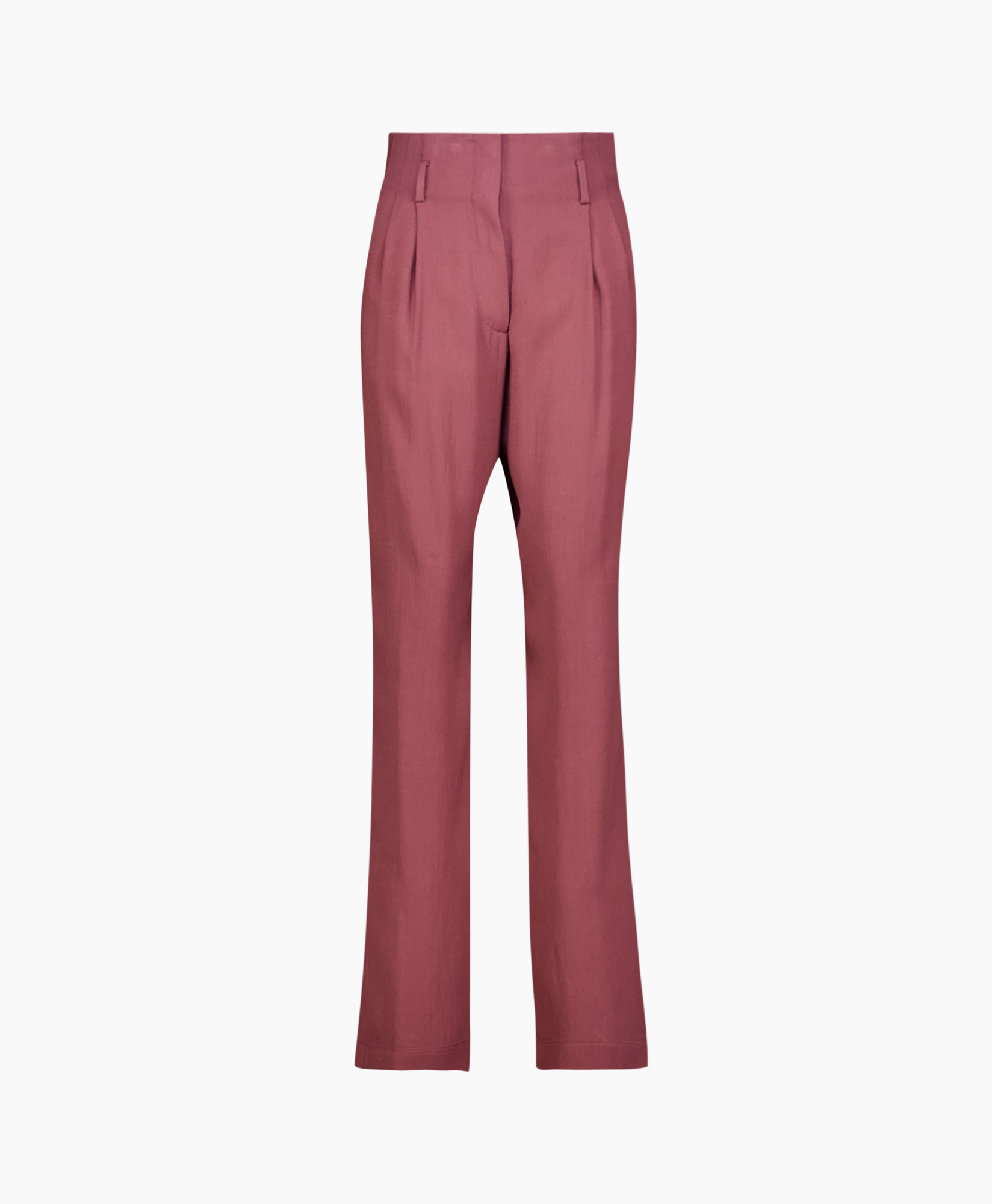 Broek Fluid Slubbed Canvas Chic Highwaist Bordeaux