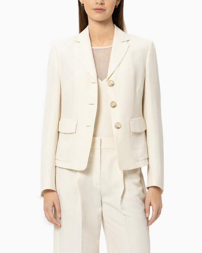 blazer, woman, beige, one-button?, pockets