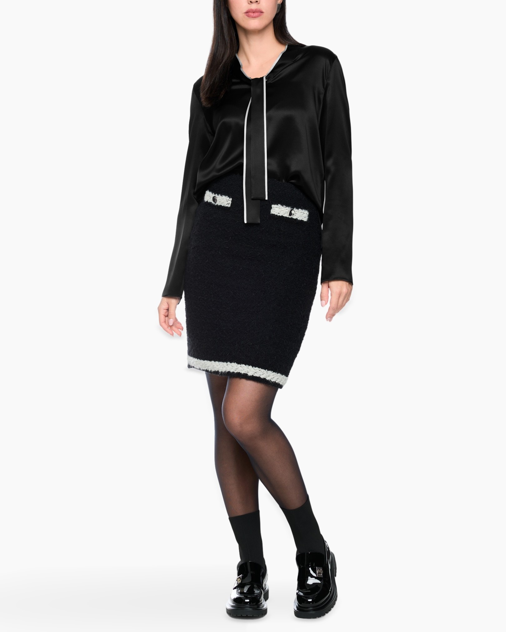 dress, skirt, black, tweed, satiny