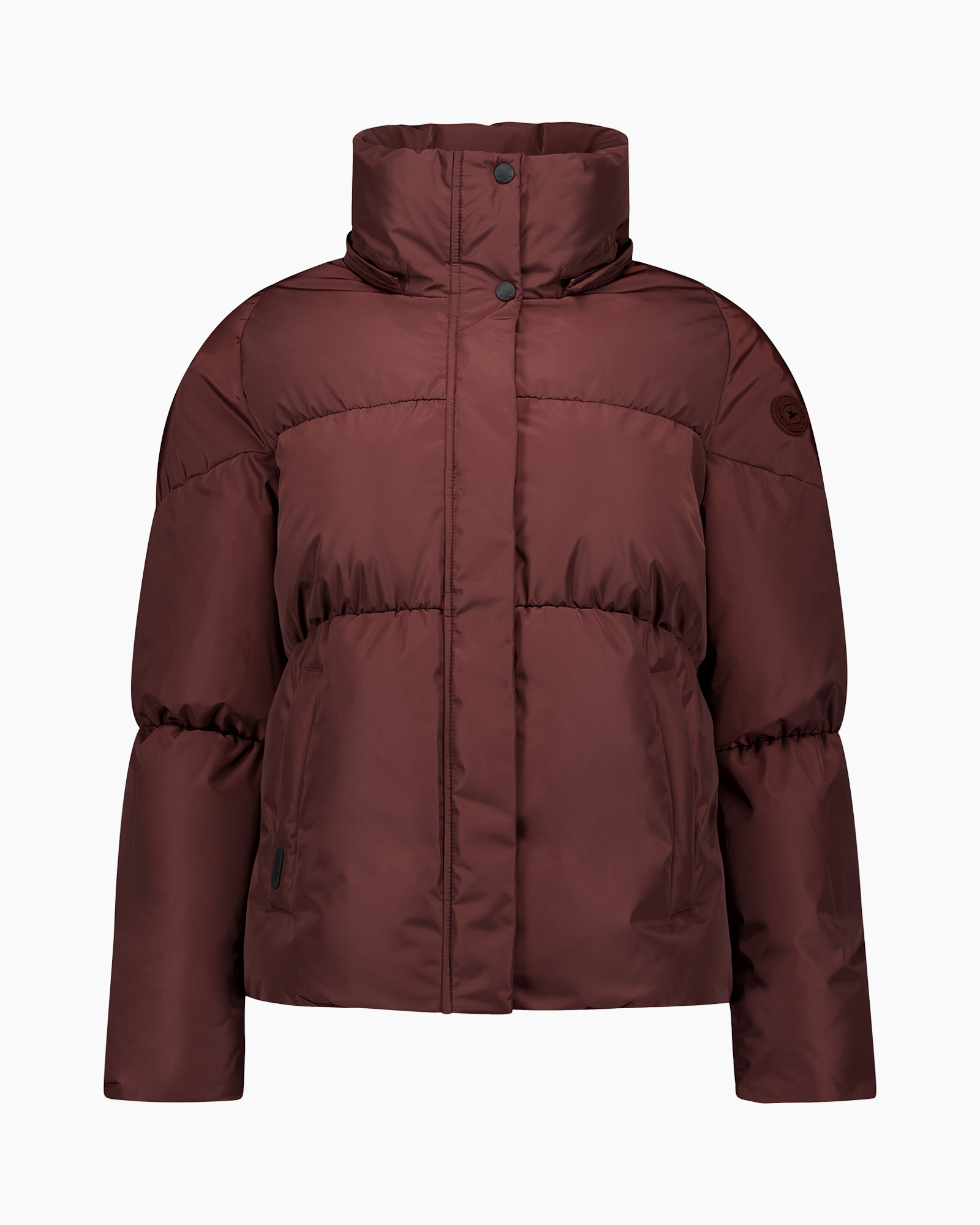 puffer, jacket, burgundy, coat, zipper