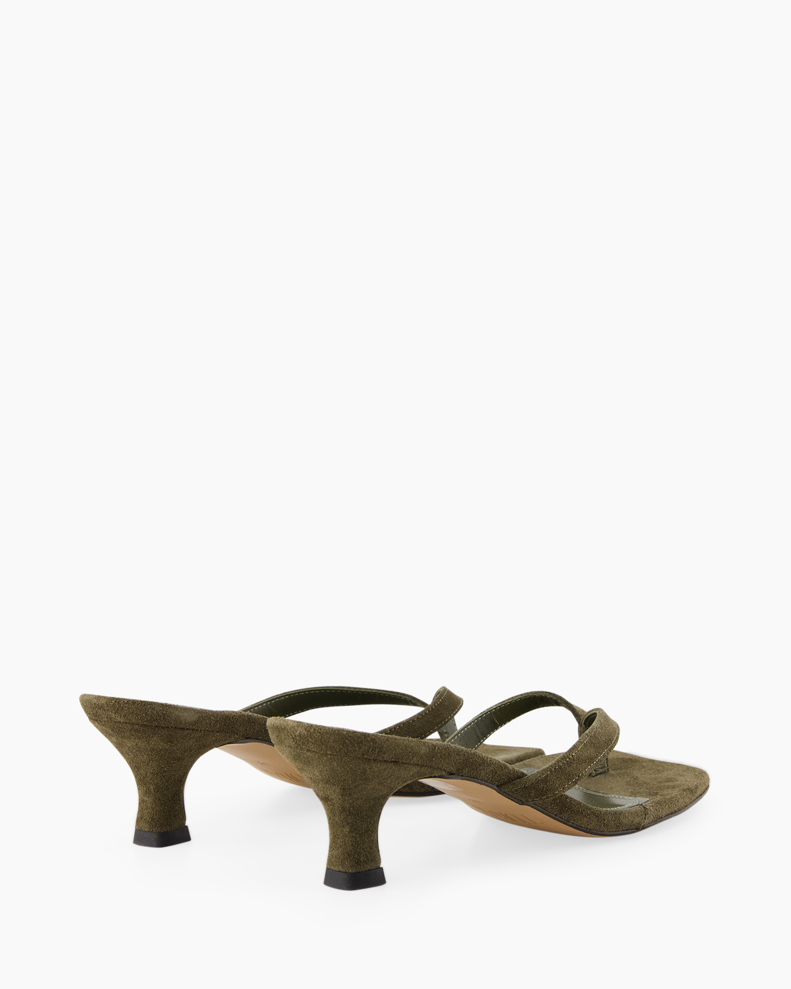 kitten heel, strappy sandal, olive green, suede, open toe