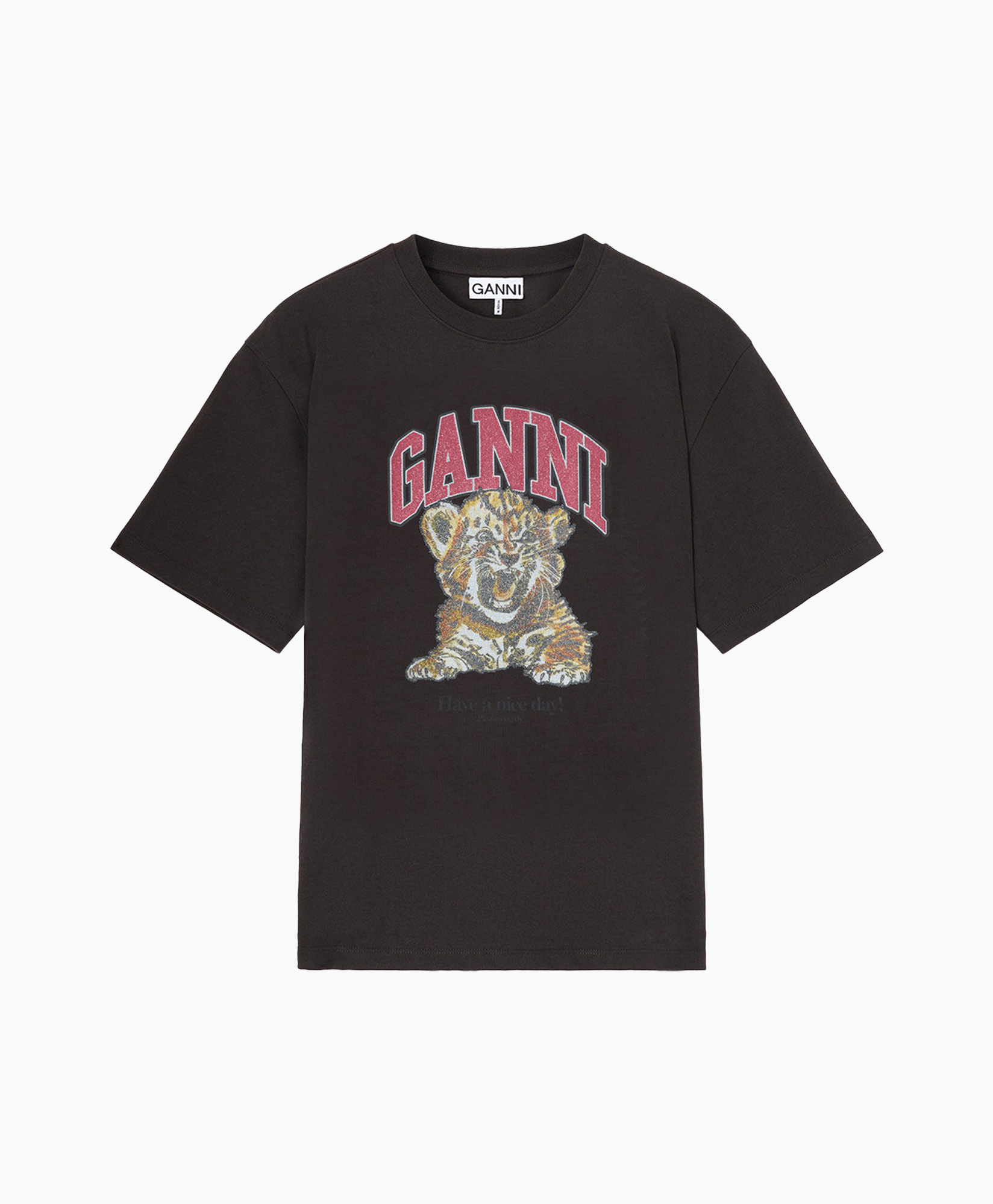 t-shirt, short sleeves, graphic, lion, black